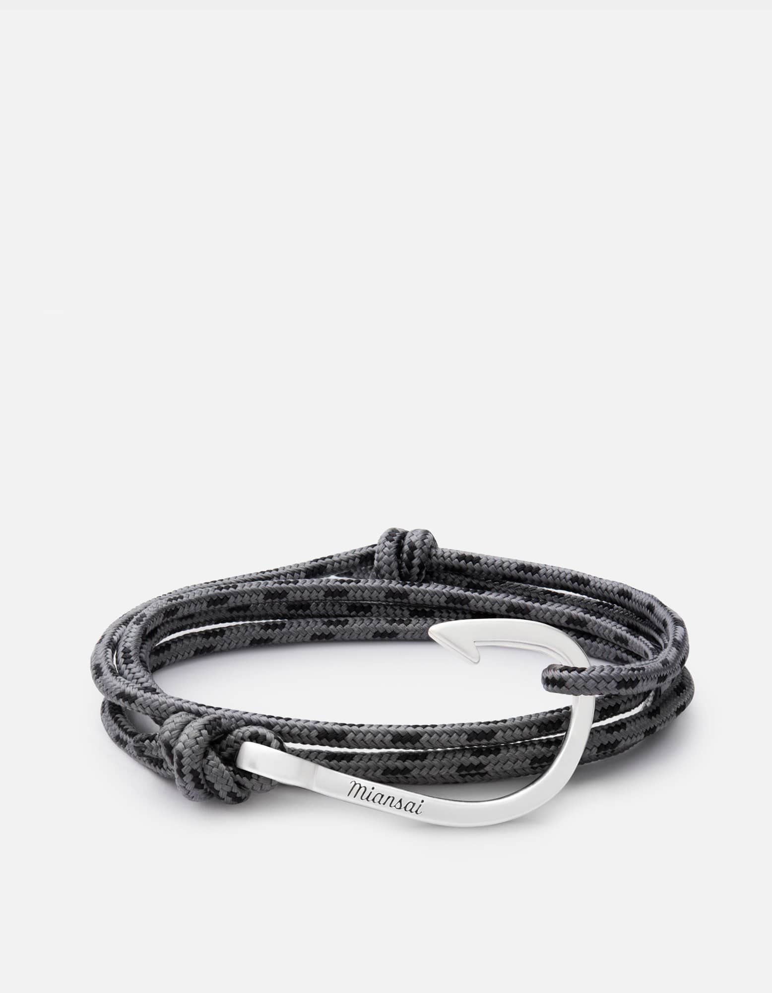 Miansai Hooks/Anchors Hook Rope, Silver Concrete / Stainless Silver / Monogram: No