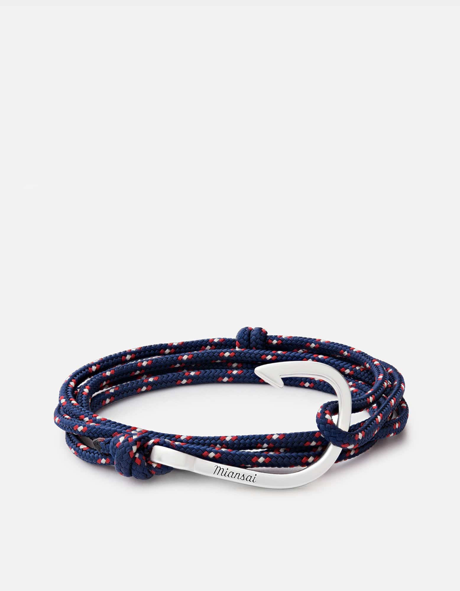 Miansai Hooks/Anchors Hook Rope, Silver Navy Blue / Stainless Silver / Monogram: No