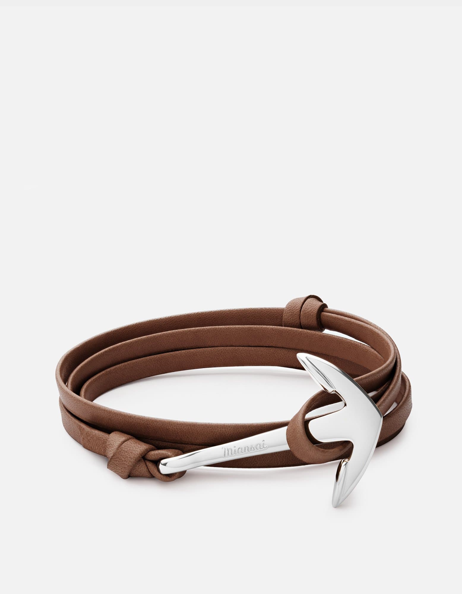 Miansai Hooks/Anchors Anchor Leather, Silver Brown / Stainless Steel / Monogram: No