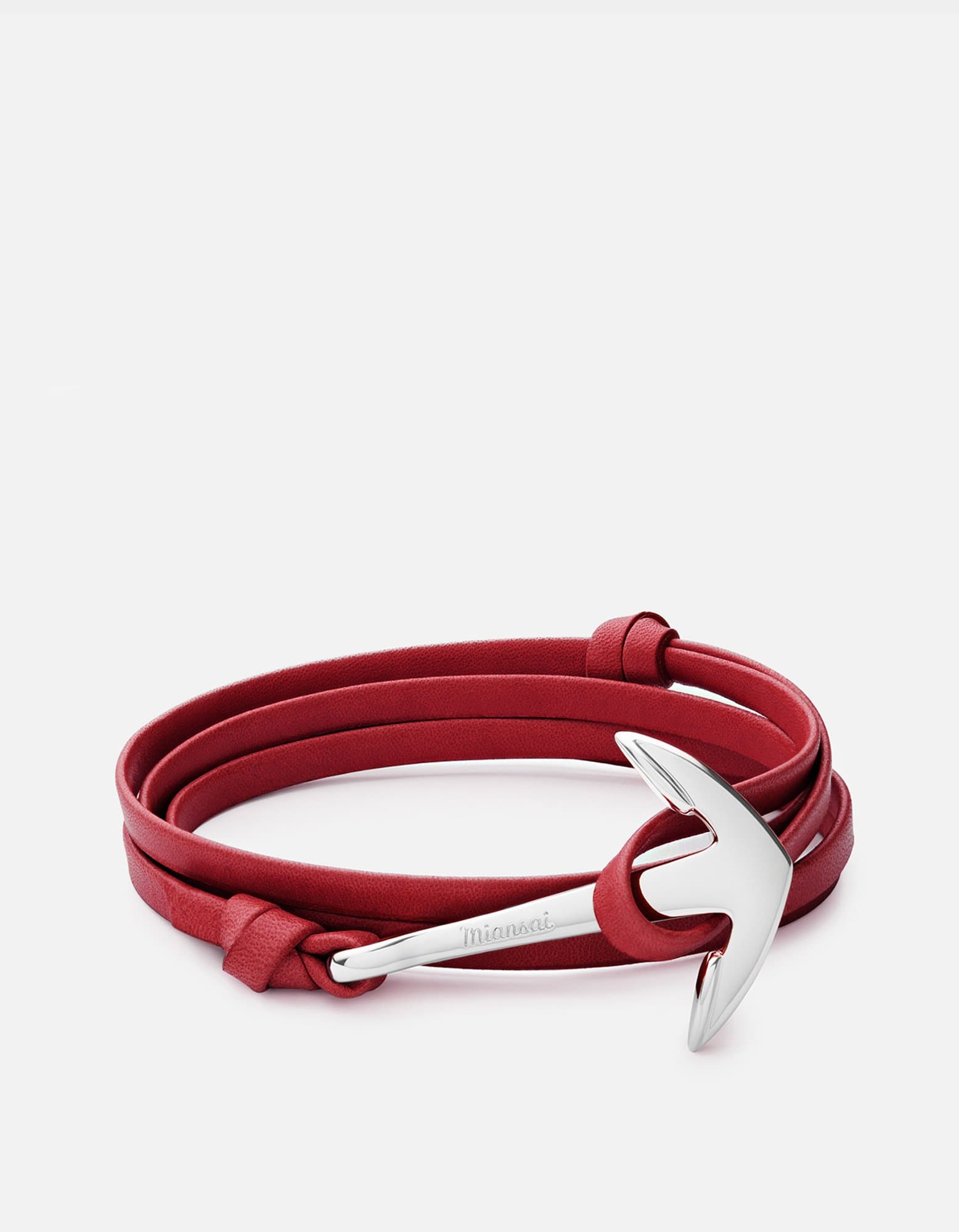 Miansai Hooks/Anchors Anchor Leather, Silver Red / Stainless Steel / Monogram: No