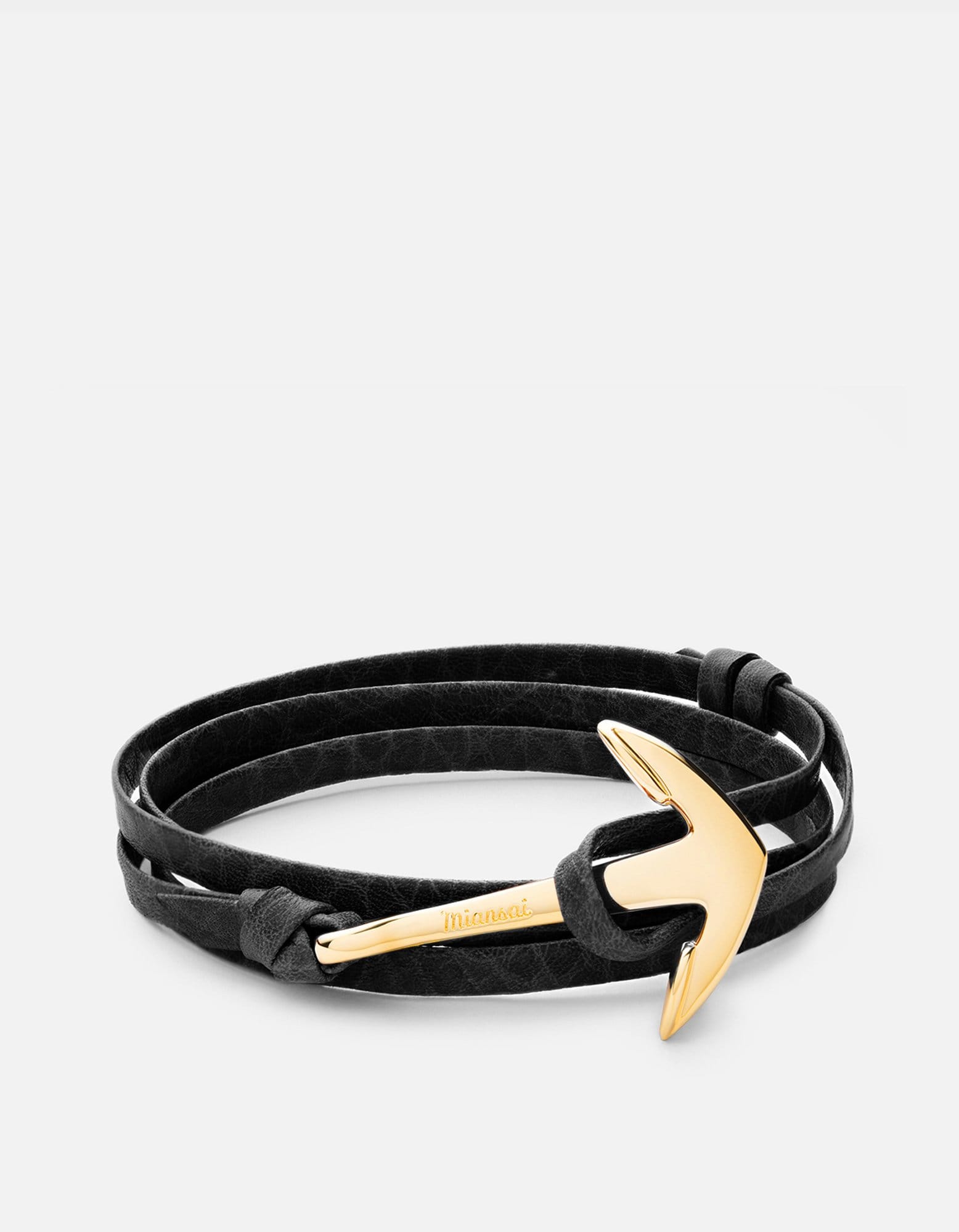 Miansai Hooks/Anchors Anchor Leather, Gold Asphalt / Gold Plated / Monogram: No