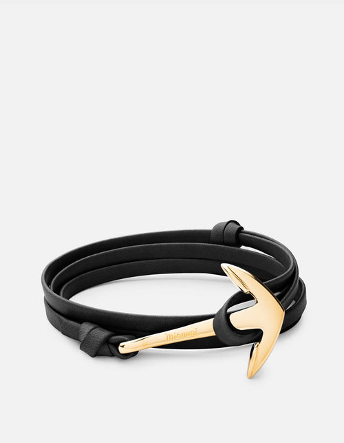 Miansai Hooks/Anchors Anchor Leather, Gold Black / Gold Plated / Monogram: No