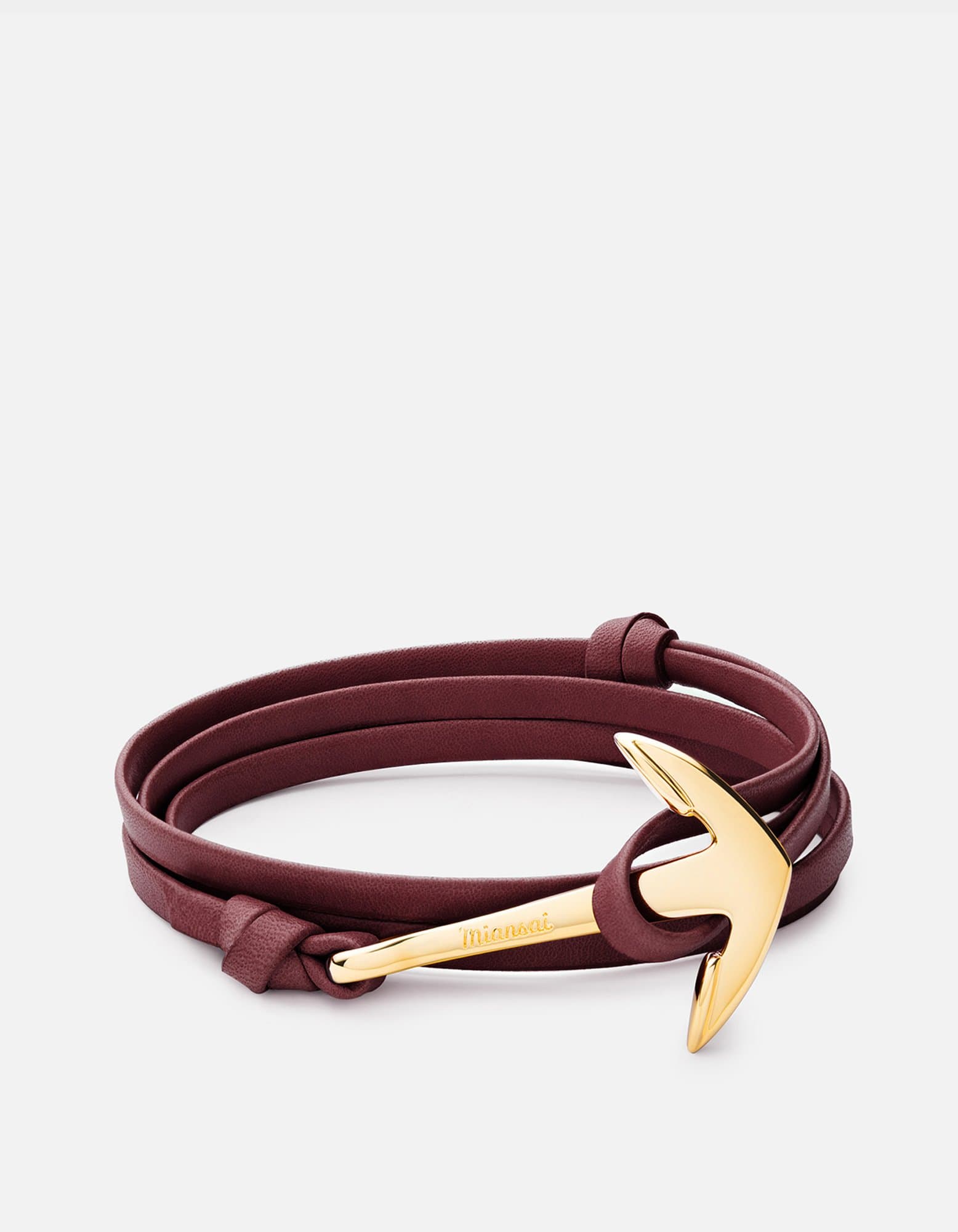 Miansai Hooks/Anchors Anchor Leather, Gold Burgundy / Gold Plated / Monogram: No