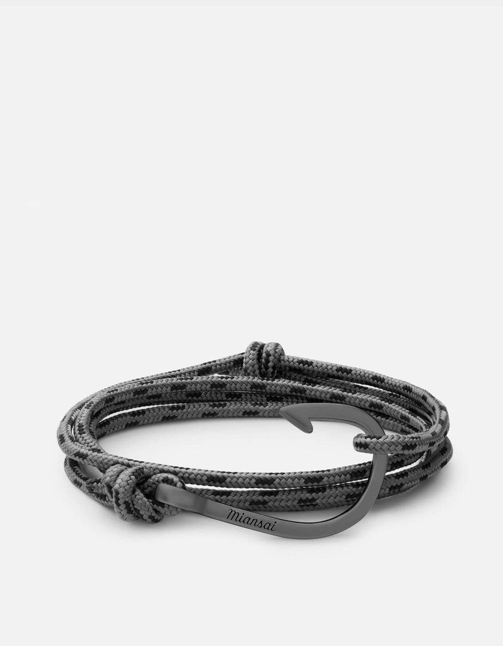 Miansai Hooks/Anchors Hook Rope, Matte Black Rhodium Concrete / Monogram: No