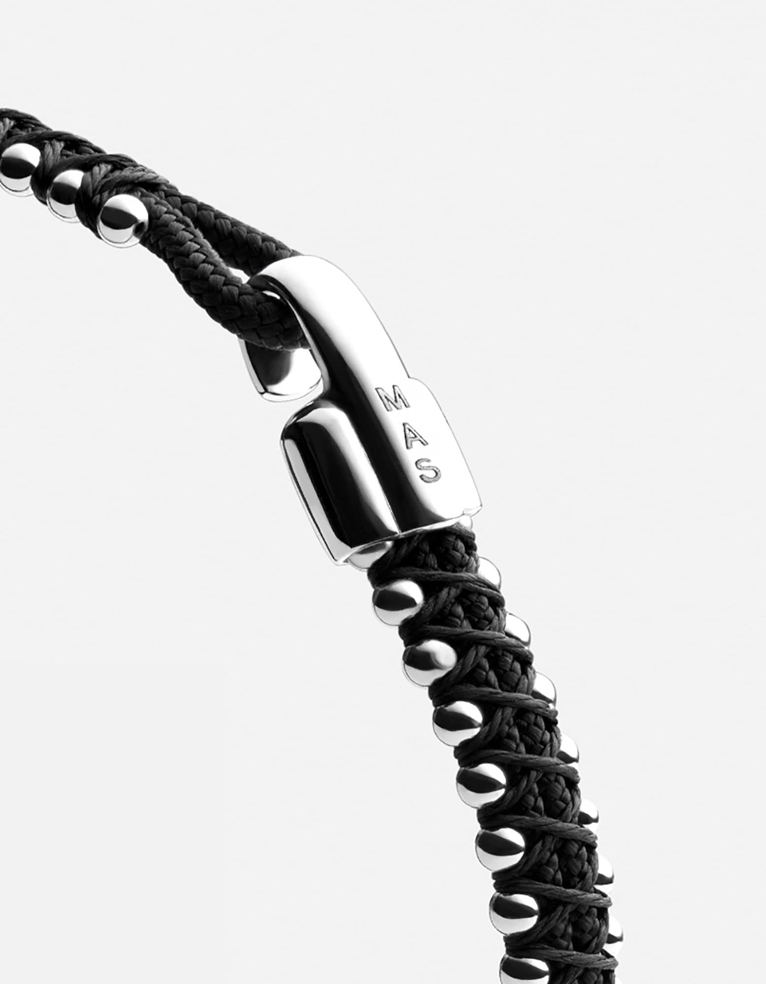 Miansai Bracelets Turner Rope Bracelet, Sterling Silver Solid Black / S / Monogram: Yes