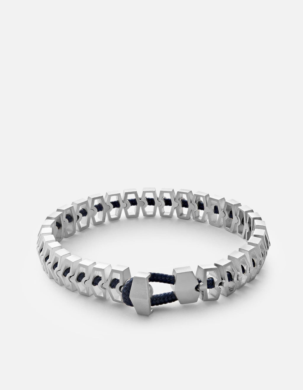 Miansai Bracelets Harbour Bracelet, Matte Sterling Silver Solid Navy / M