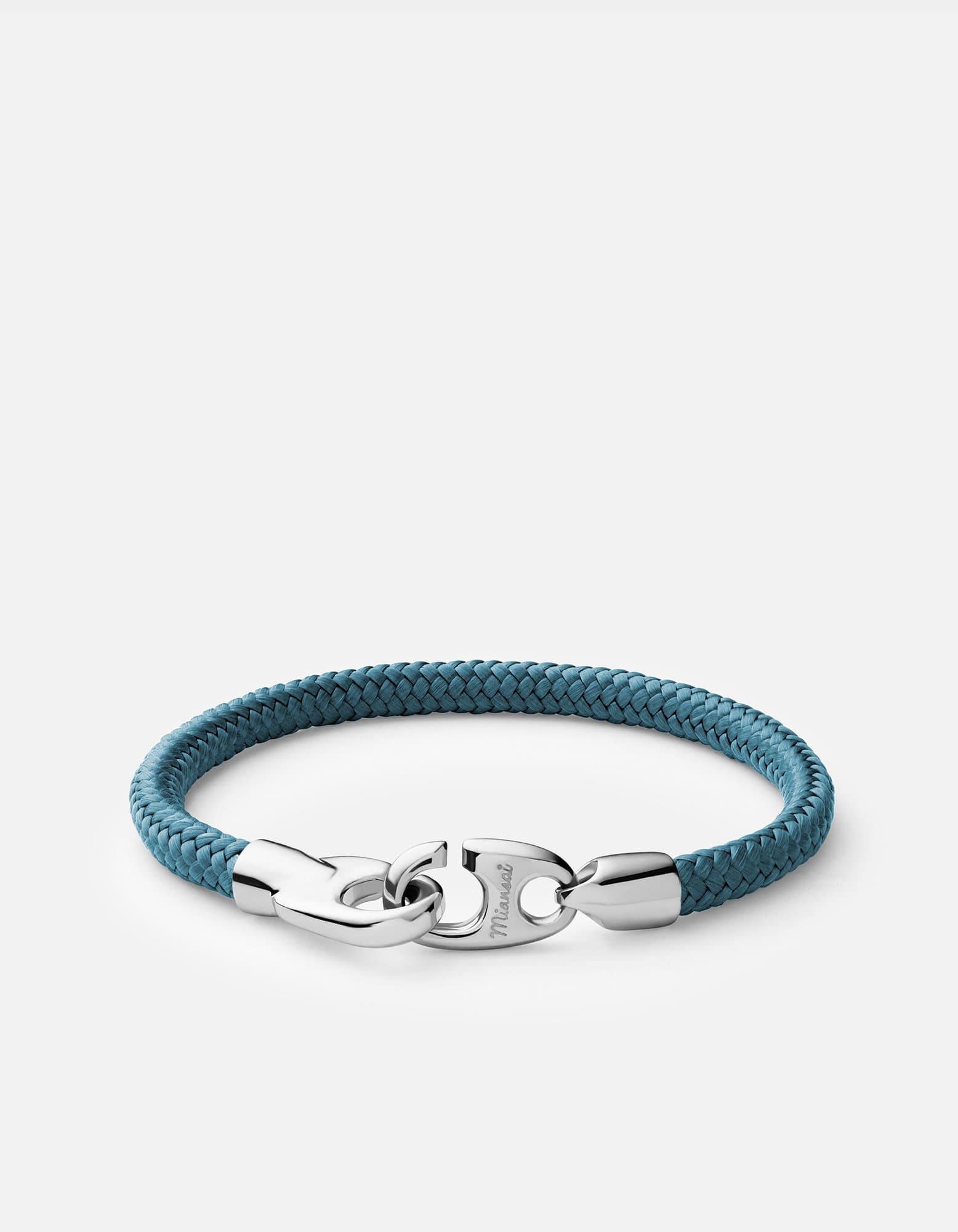 Miansai Bracelets Single Brummel Rope Bracelet, Sterling Silver Solid Teal / M