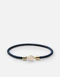 Miansai Bracelets Nexus Leather Bracelet, 14k Gold Pavé Light Navy / S