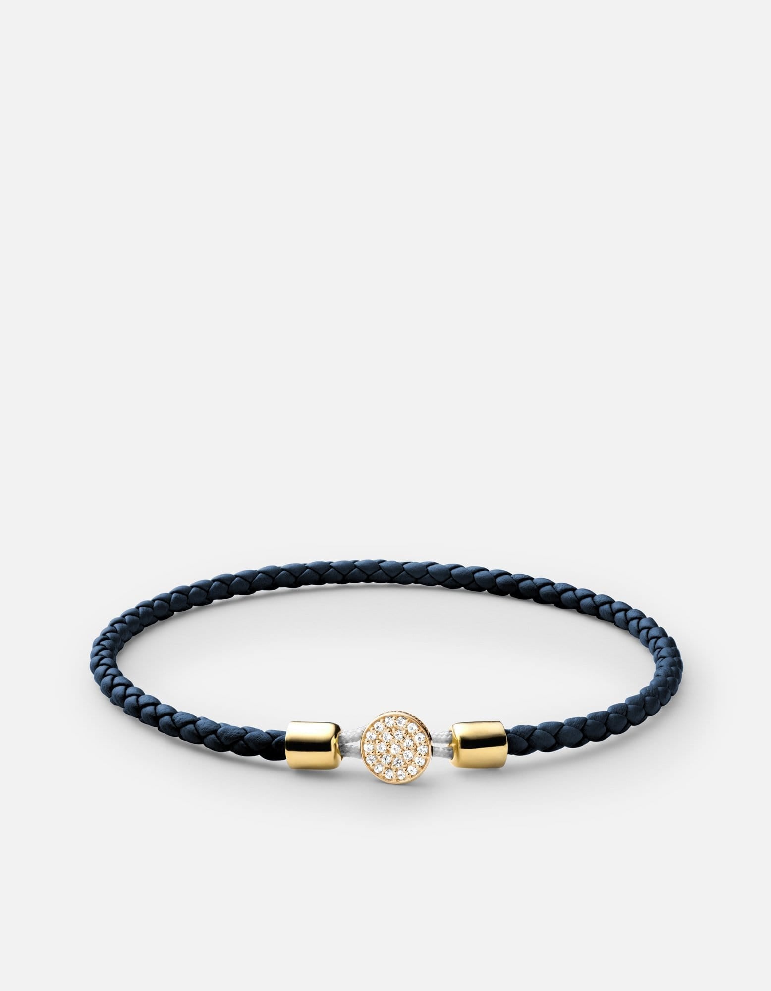 Miansai Bracelets Nexus Leather Bracelet, 14k Gold Pavé Light Navy / S