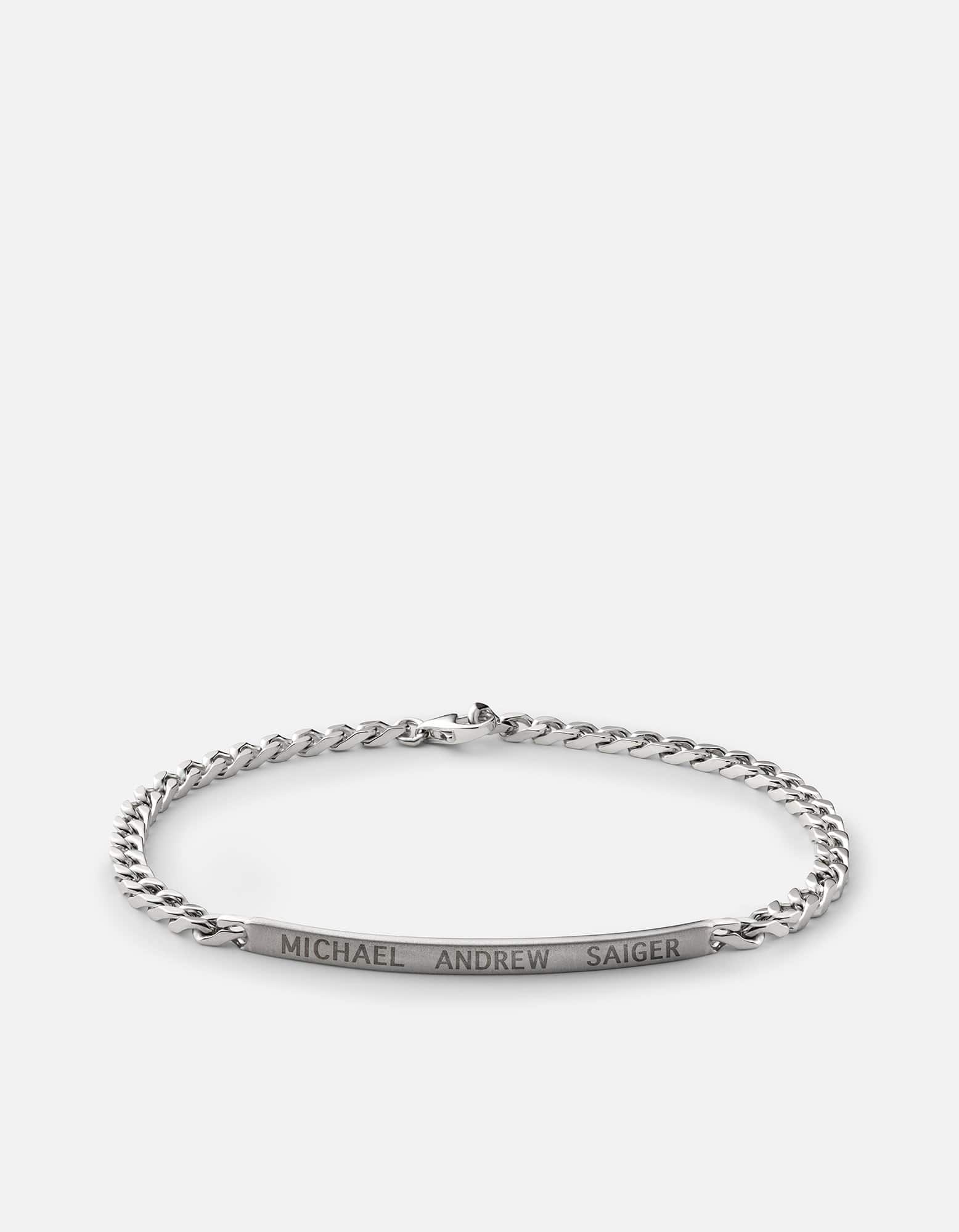 Miansai Bracelets 3mm ID Chain Bracelet, Matte Sterling Silver Matte Silver / M/L / Monogram: Yes