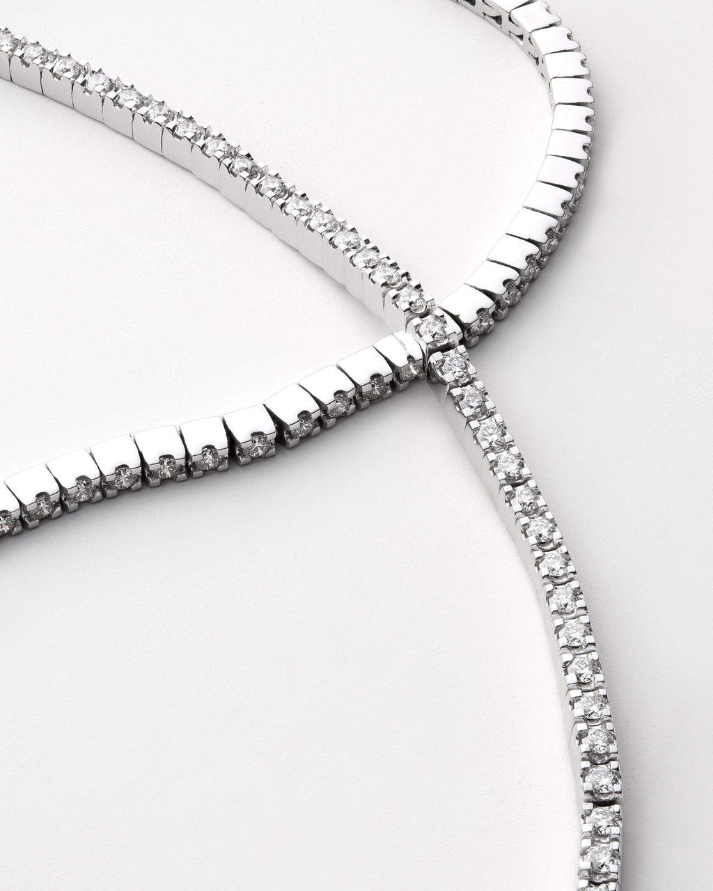Century Square Bracelet, 14k White Gold Pavé