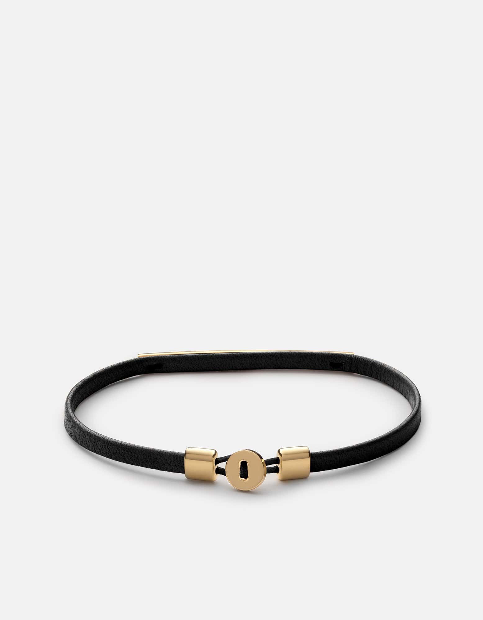 Nexus ID Leather Bracelet, Gold Vermeil