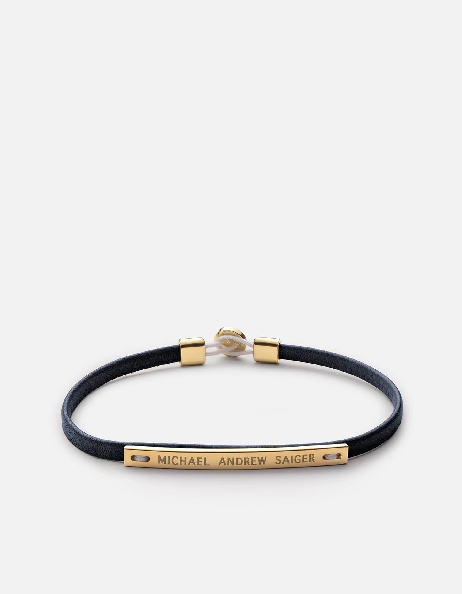 Nexus ID Leather Bracelet, Gold Vermeil