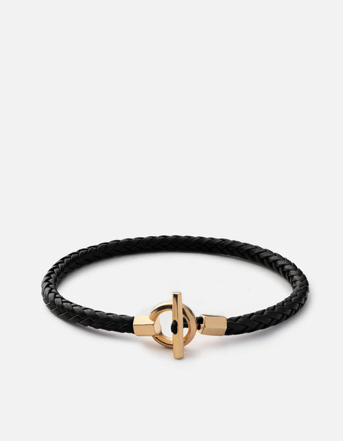Miansai Bracelets Atlas Leather Bracelet, Gold Vermeil Black / S
