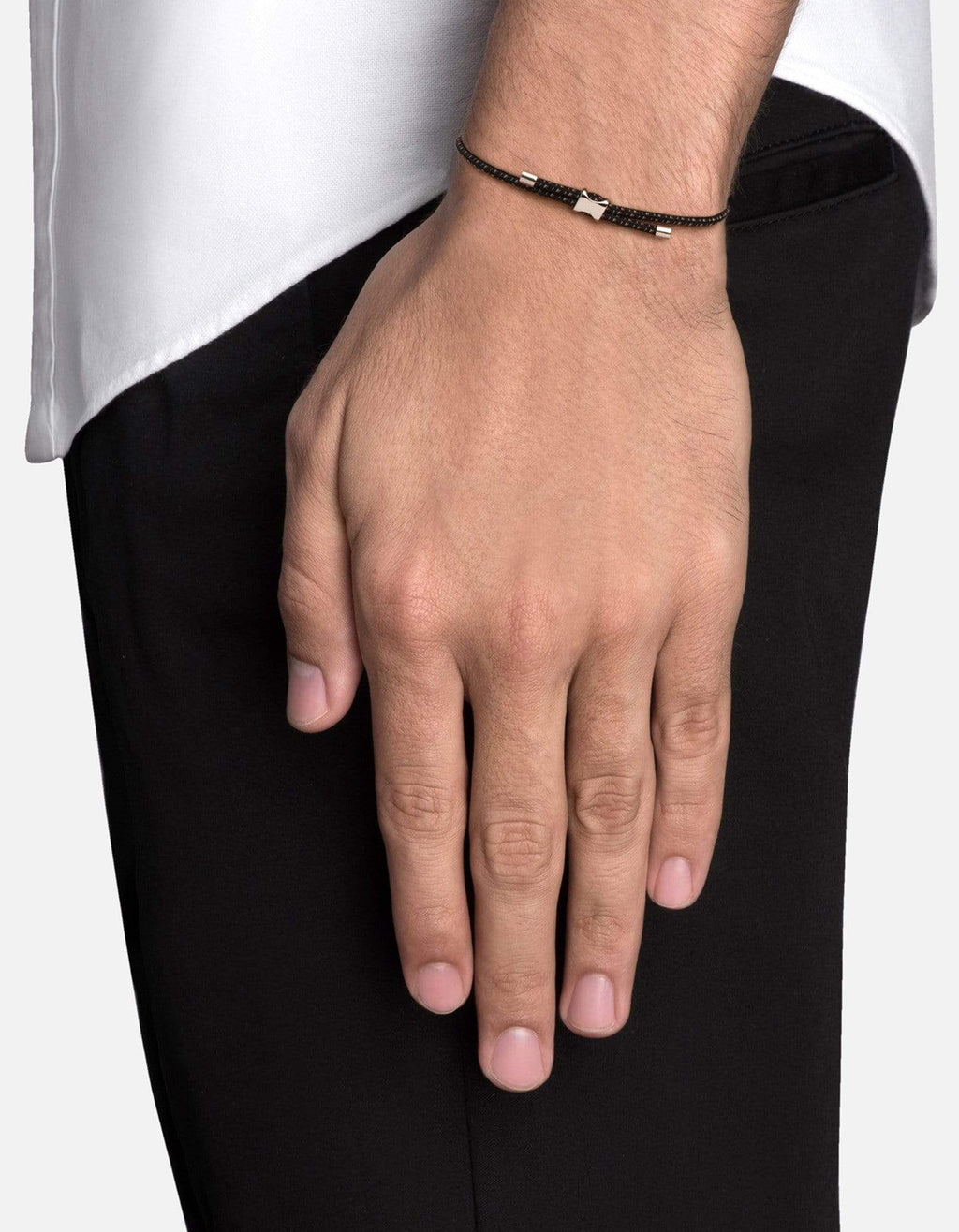 Orson Pull Bungee Rope Bracelet, Sterling Silver / Off-White