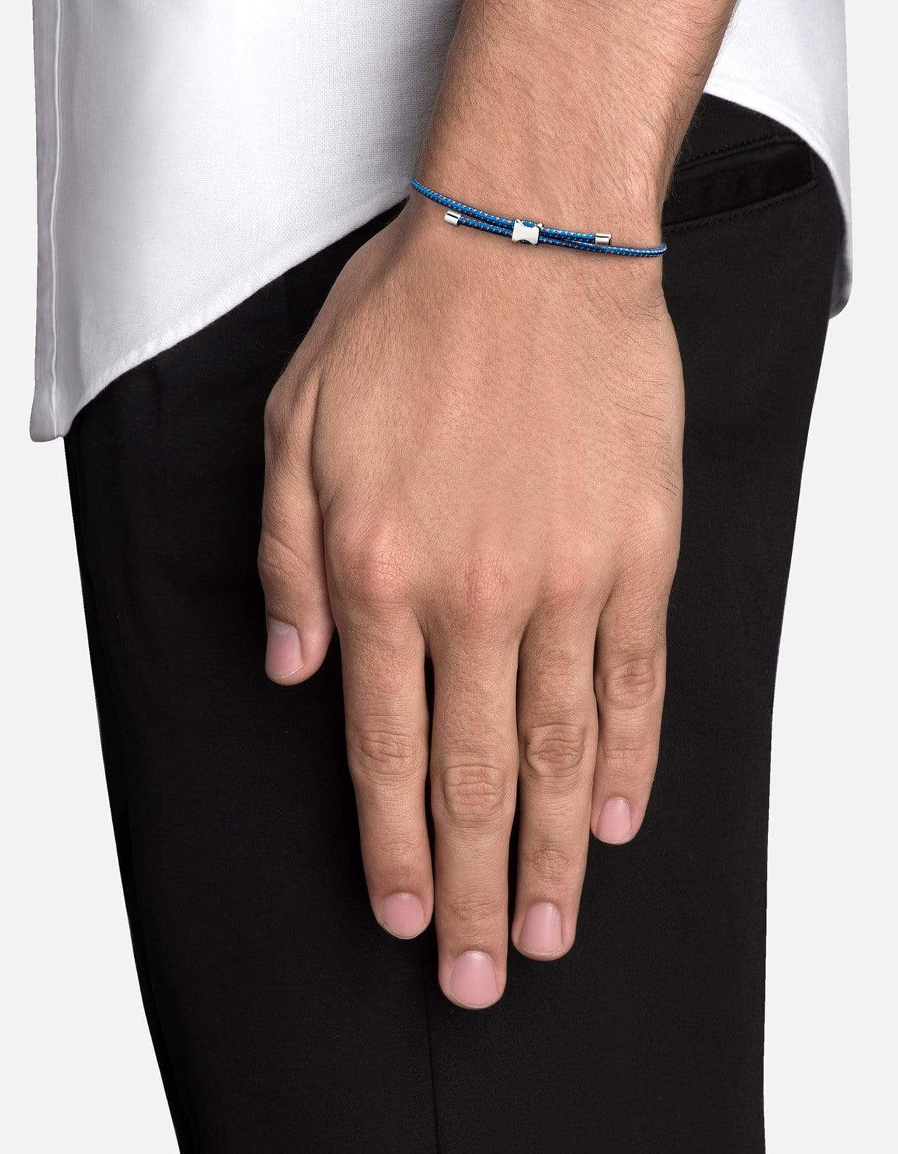 Orson Pull Bungee Rope Bracelet, Sterling Silver / Hunter/Black