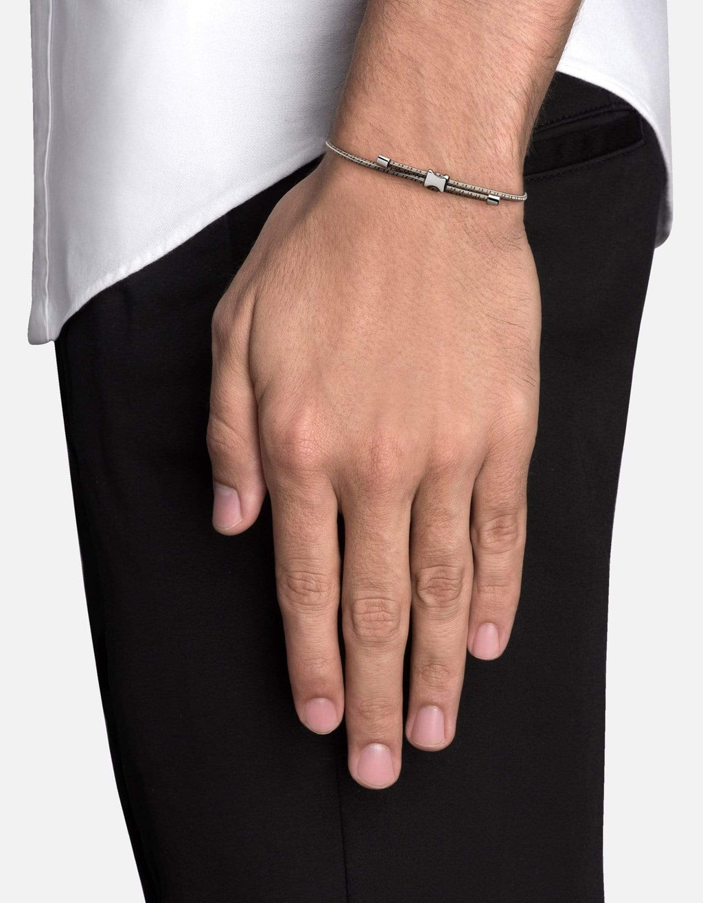 Orson Pull Bungee Rope Bracelet, Sterling Silver / Black