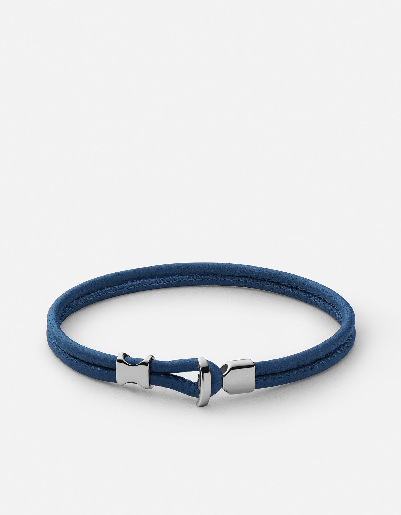 Miansai Bracelets Orson Loop Leather Bracelet, Sterling Silver Navy Blue / M