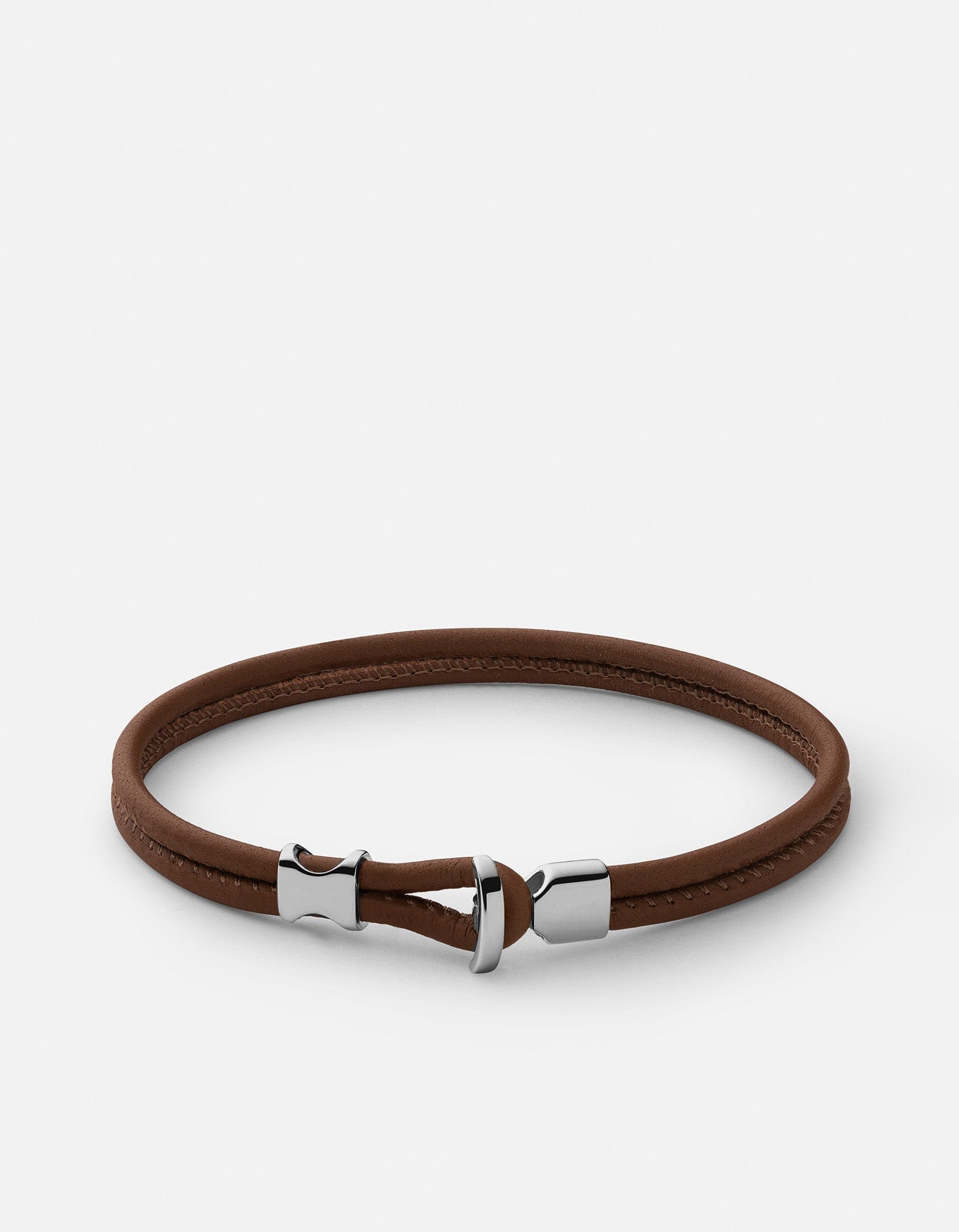 Miansai Bracelets Orson Loop Leather Bracelet, Sterling Silver Vintage Cognac / M