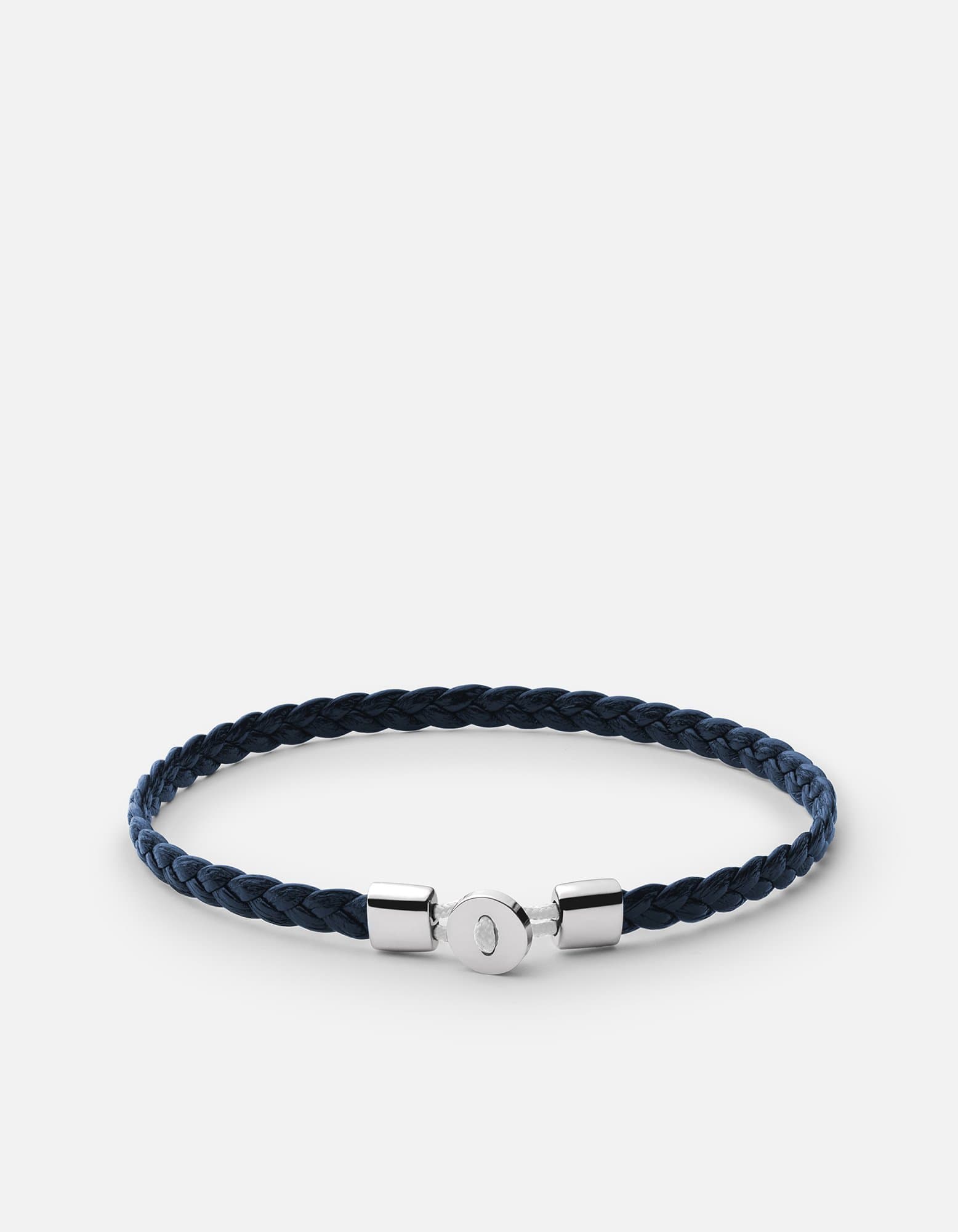 Miansai Bracelets Nexus Braided Leather Bracelet, Sterling Silver Light Navy / M