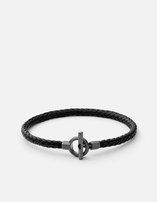 Miansai Bracelets Atlas Leather Bracelet, Matte Black Black / S