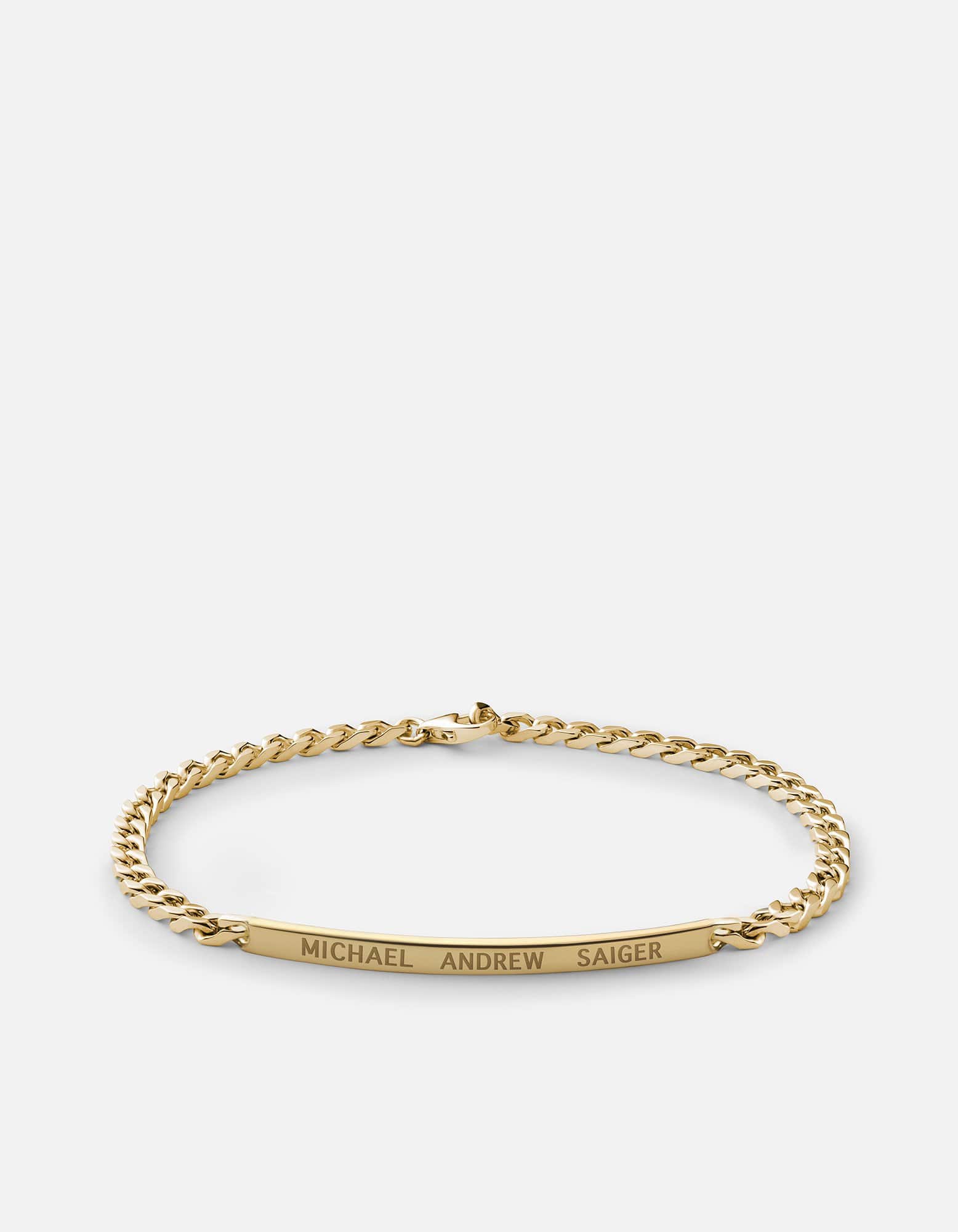 Miansai Bracelets 3mm ID Chain Bracelet, 14k Gold Polished 14k Gold / S / Monogram: Yes