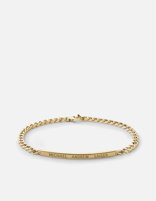 Miansai Bracelets 3mm ID Chain Bracelet, 14k Gold Polished 14k Gold / S / Monogram: Yes