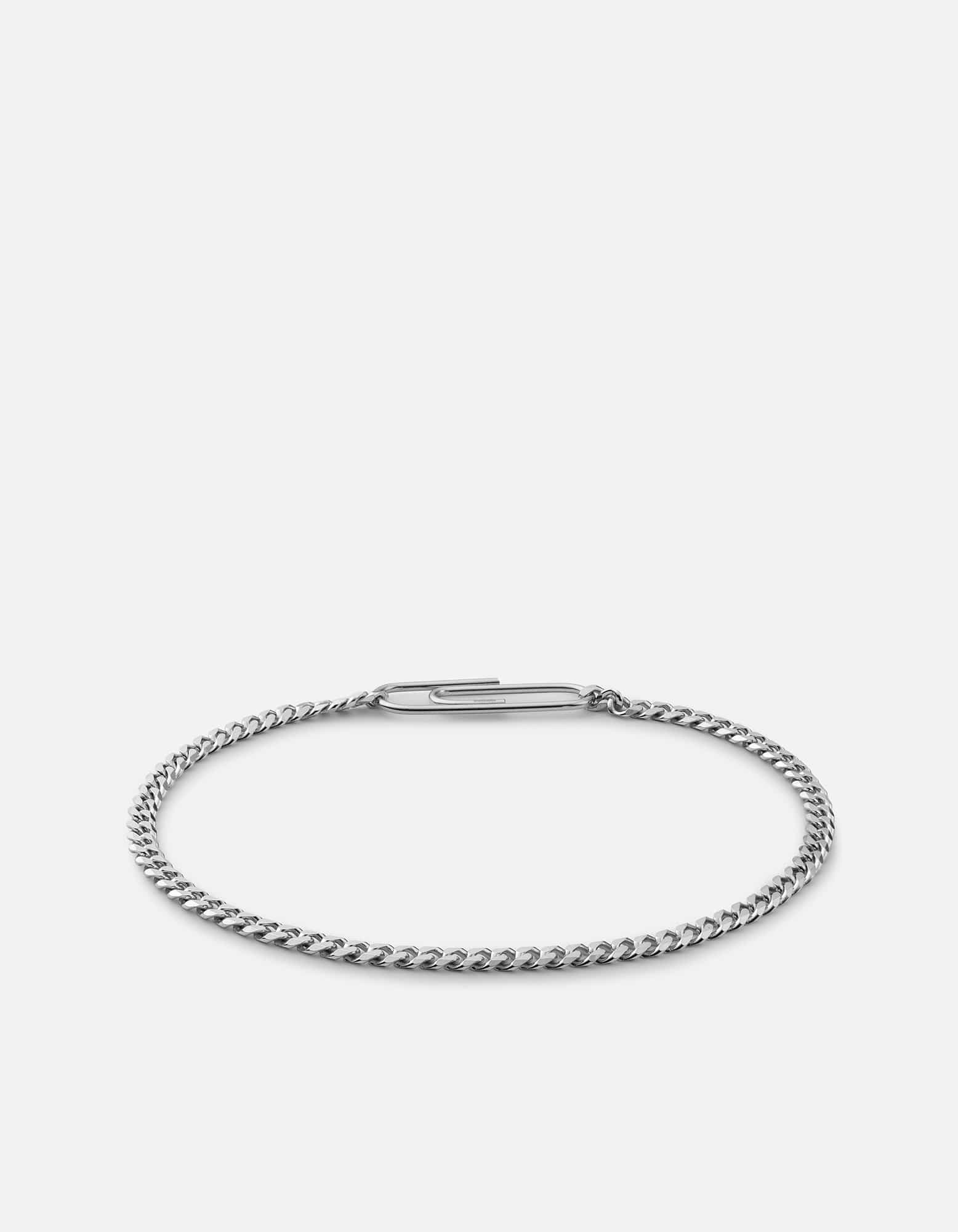 Paper Clip Curb Chain Bracelet, Sterling Silver