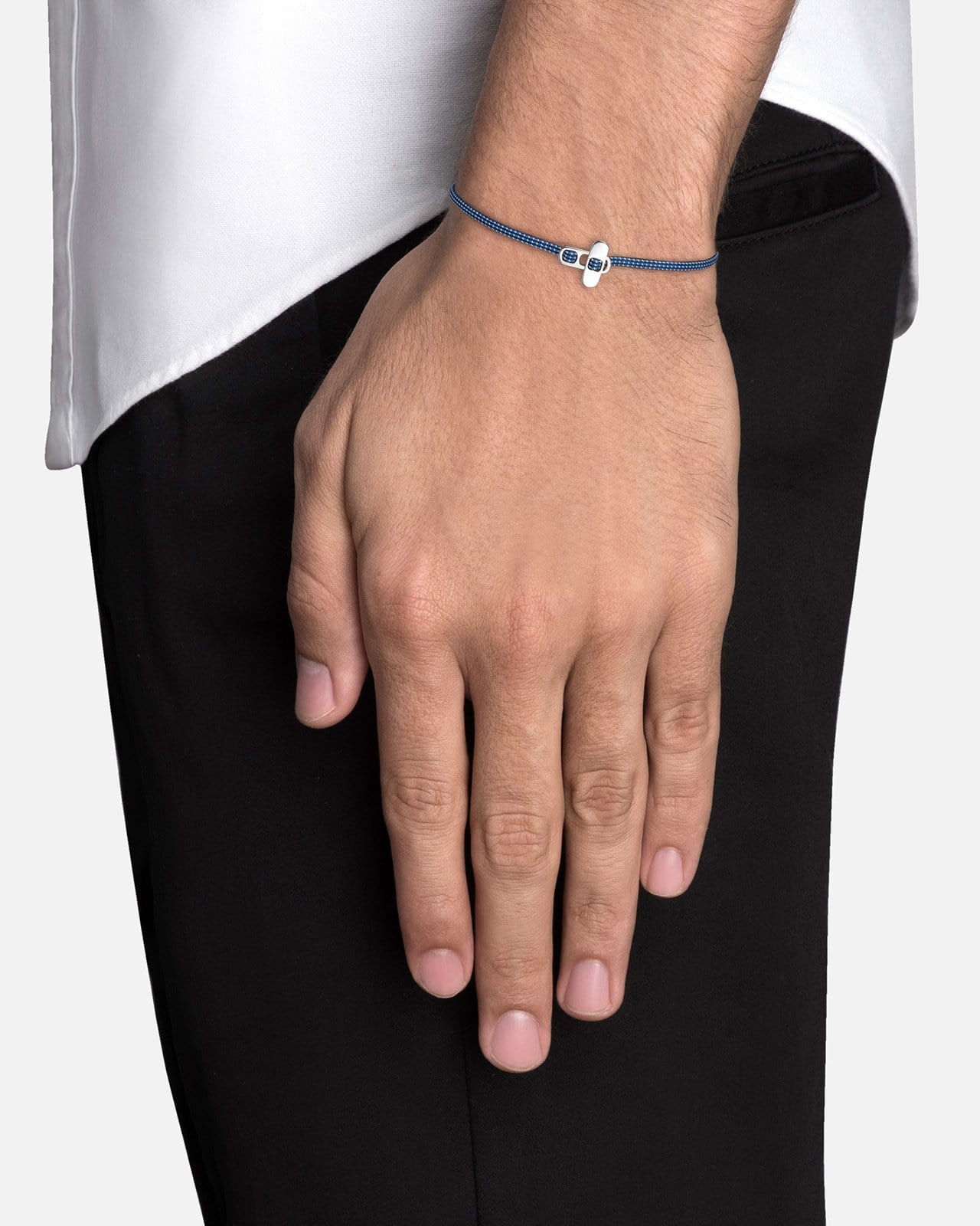 Metric 2.5mm Rope Bracelet, Sterling Silver / Light Blue