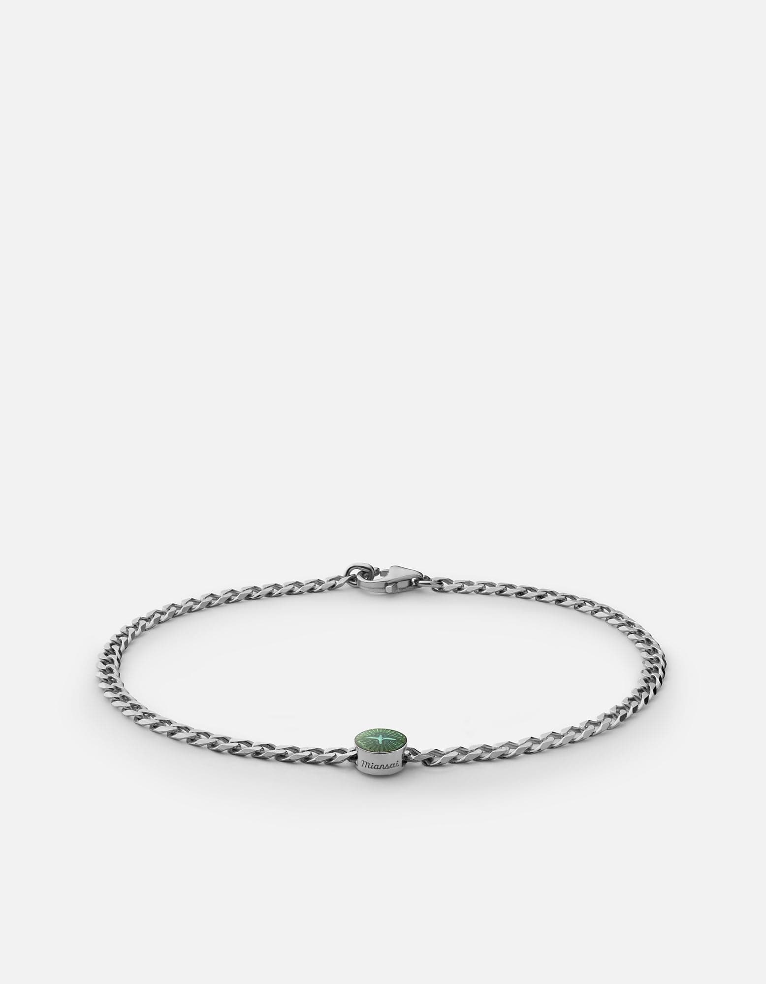 Miansai Bracelets Dove Type Chain Bracelet, Sterling Silver/Teal No Letter / Teal / S / Monogram: No