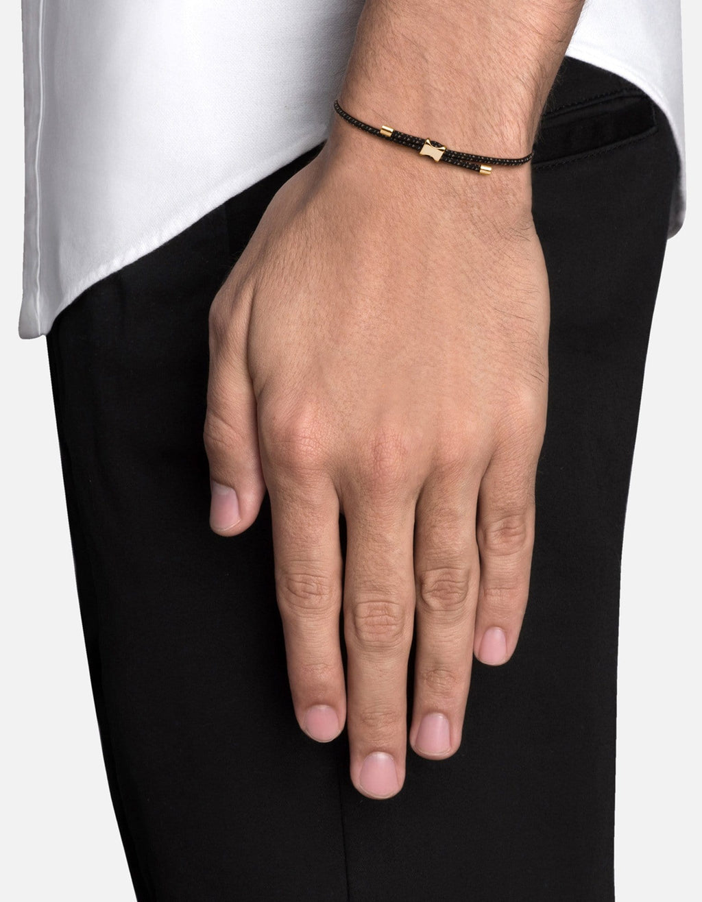 Orson Pull Bungee Rope Bracelet, Gold Vermeil / Cream