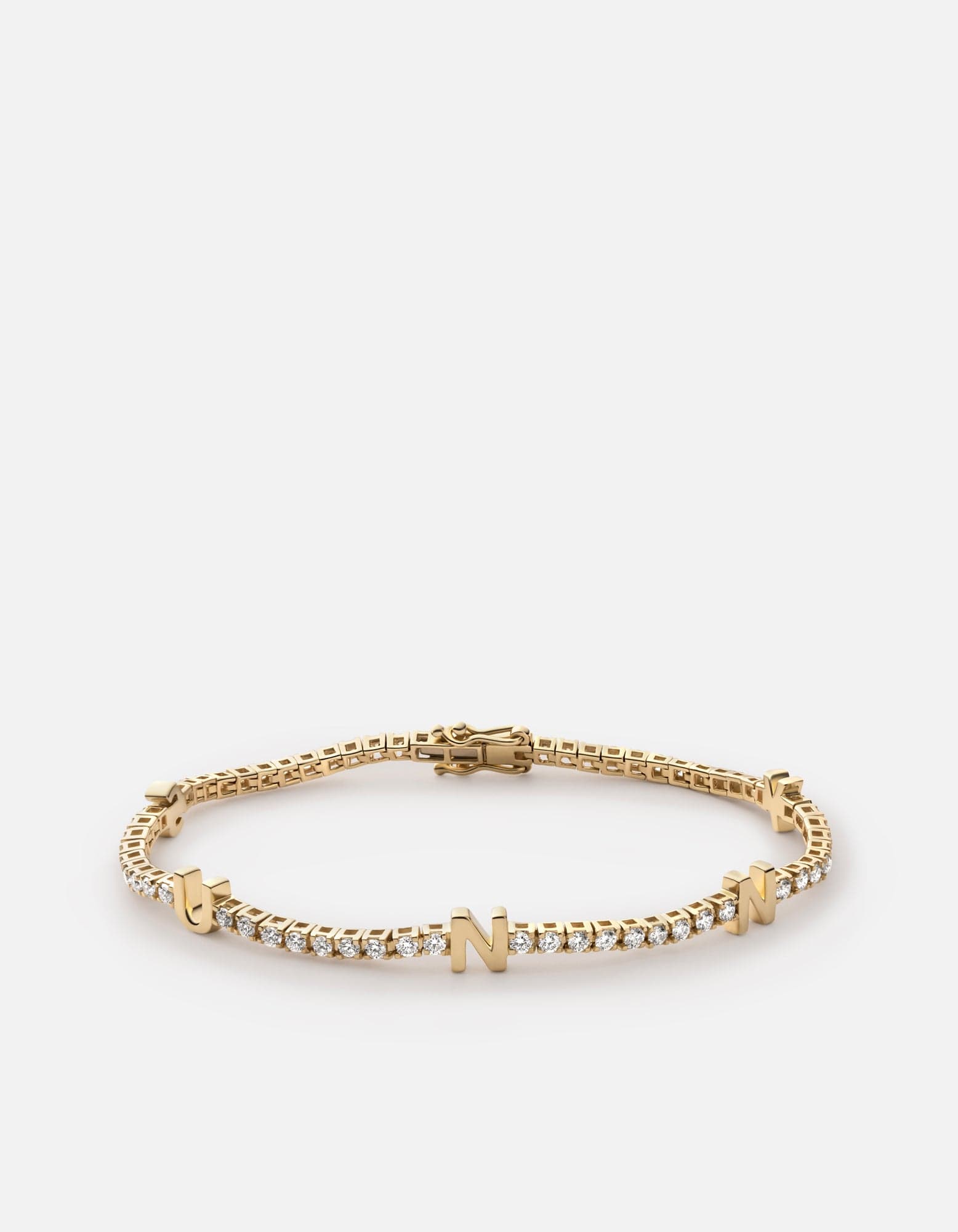 Miansai Signature Tennis Bracelet, 14k Gold Pavé Polished Yellow 14k Gold/Pave/2 Letters / S / Monogram: Yes
