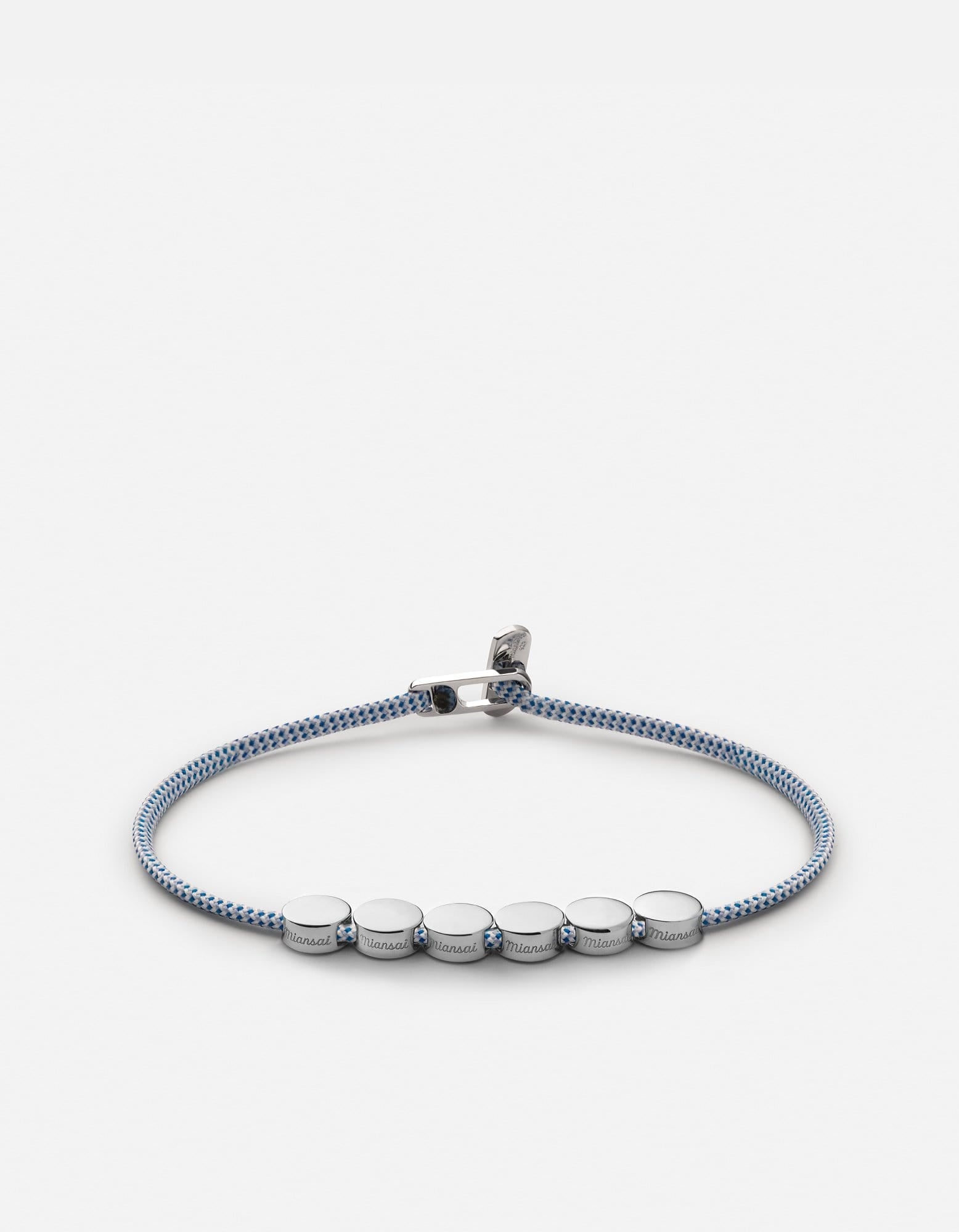Miansai Bracelets Type Metric 2.5mm Rope Bracelet, Sterling Silver/Light Blue 6 Letters / Light Blue / S / Monogram: Yes