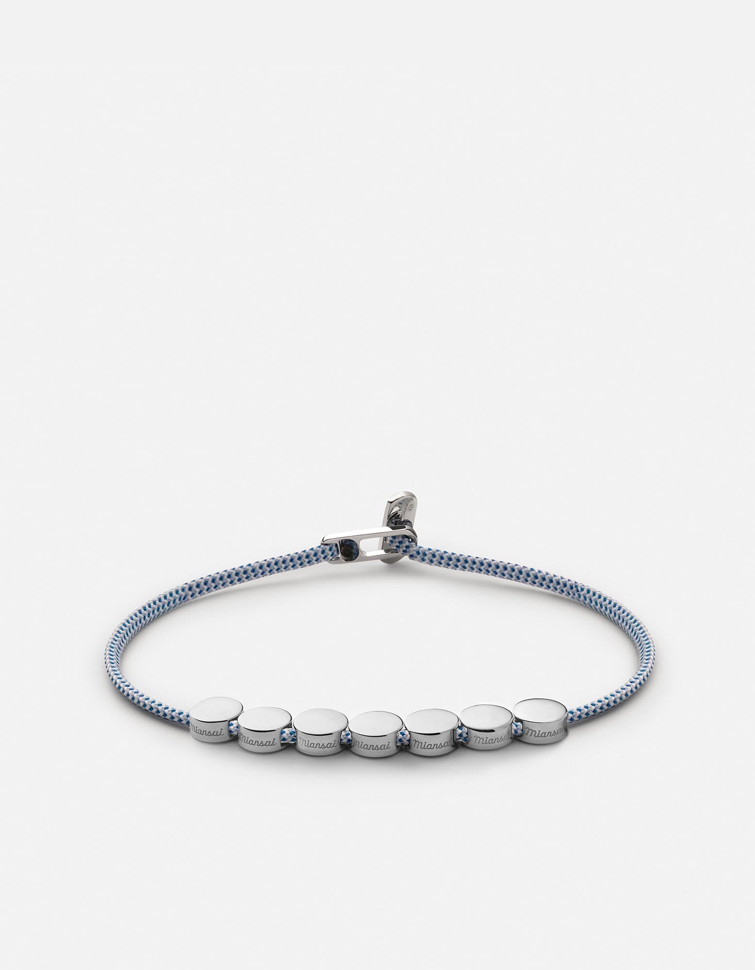 Miansai Bracelets Type Metric 2.5mm Rope Bracelet, Sterling Silver/Light Blue 7 Letters / Light Blue / S / Monogram: Yes