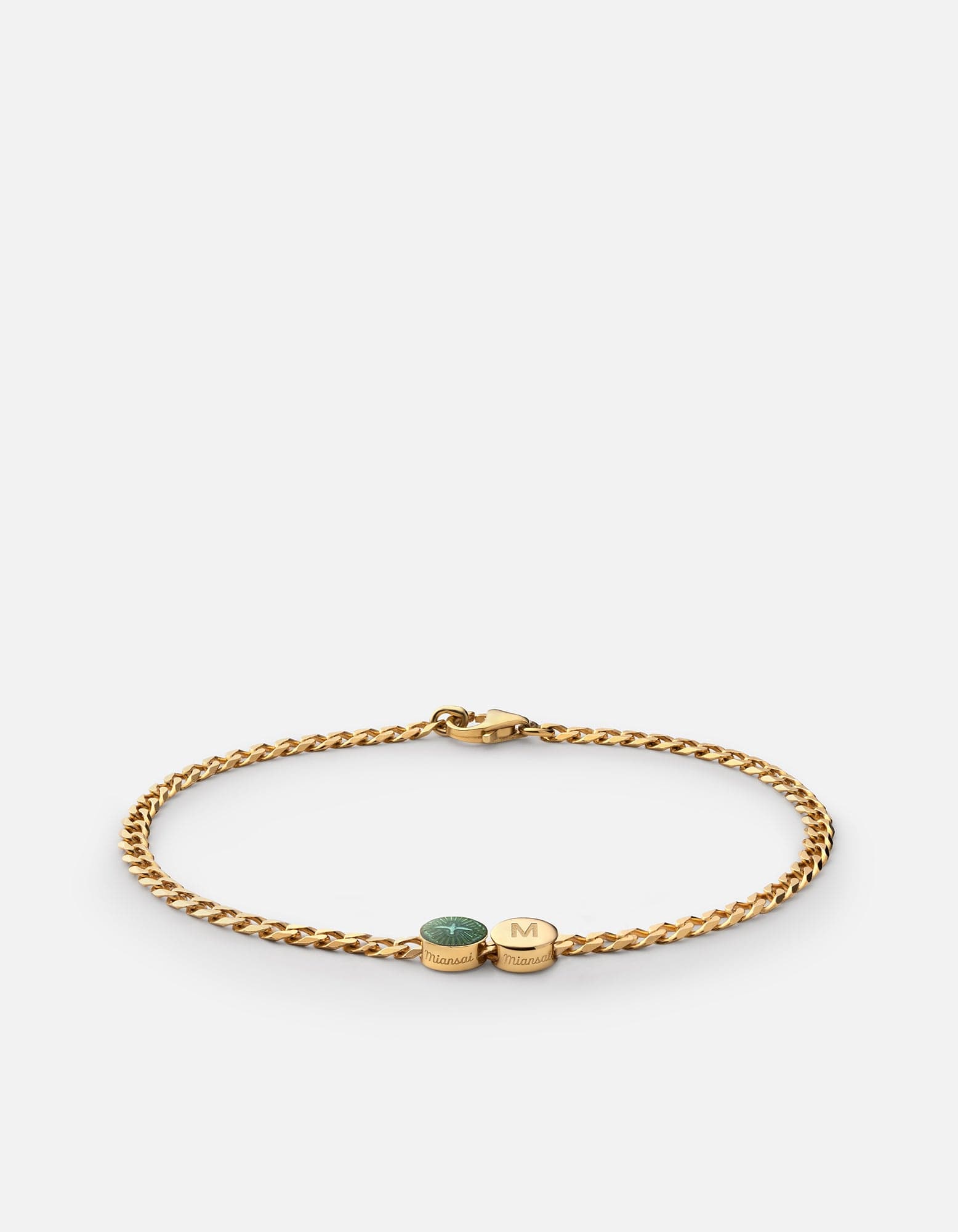 Miansai Bracelets Dove Type Chain Bracelet, Gold Vermeil 1 Letter / Teal / M / Monogram: Yes