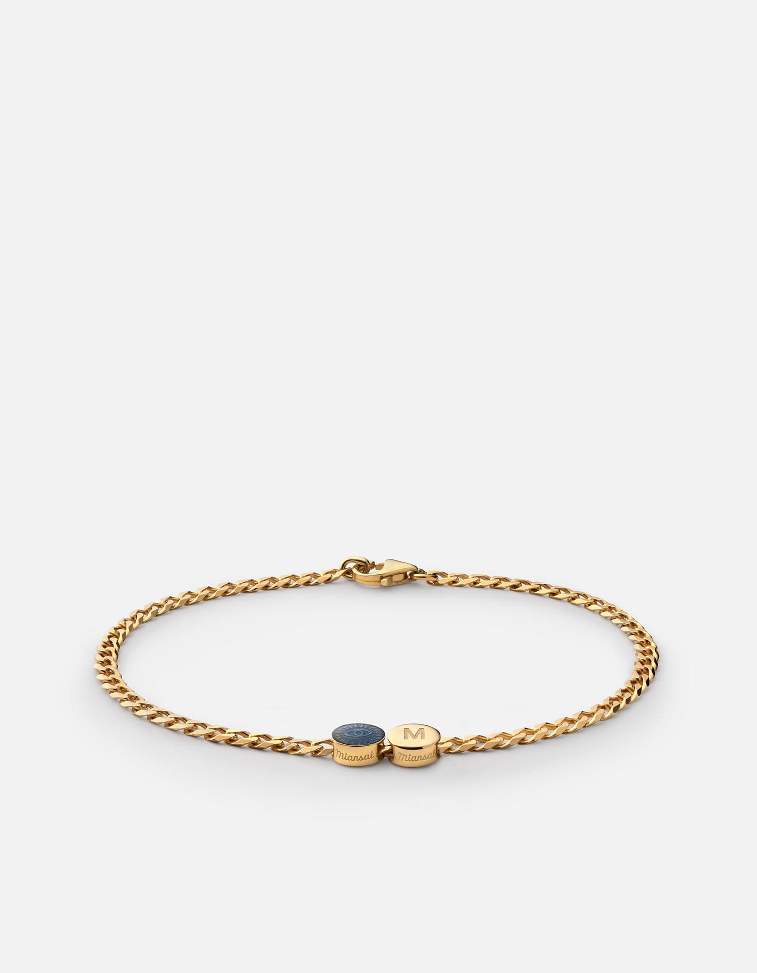 Miansai Bracelets Eye of Time Type Chain Bracelet, Gold Vermeil/Blue 1 Letter / Blue / S / Monogram: Yes