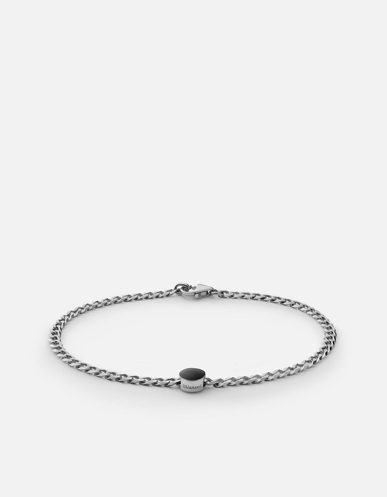 Miansai Bracelets Volcan Type Chain Bracelet, Sterling Silver No Letter / Black / S / Monogram: No