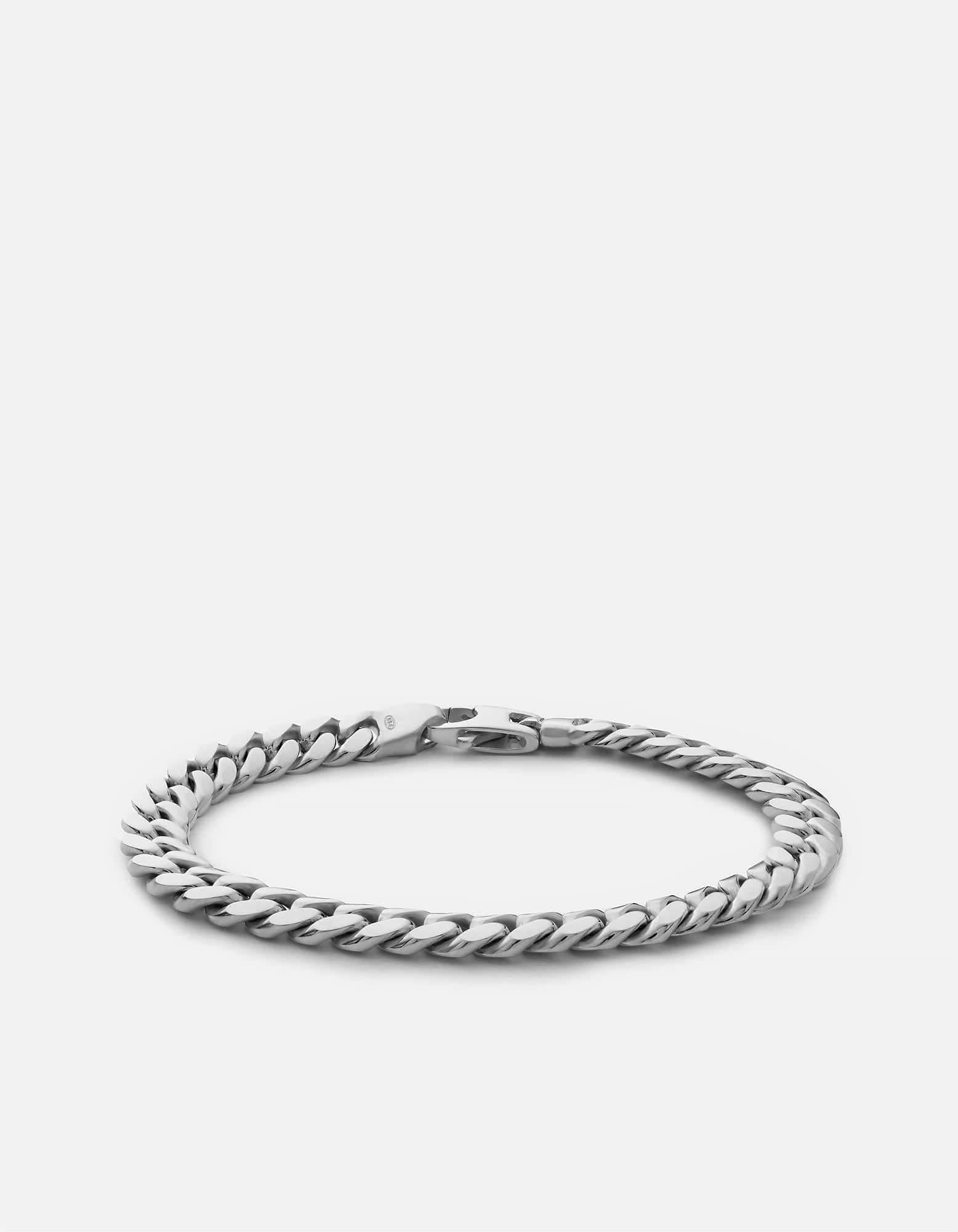 Miansai Bracelets 6.5mm Cuban Chain Bracelet, Sterling Silver Polished Silver / S / Monogram: No