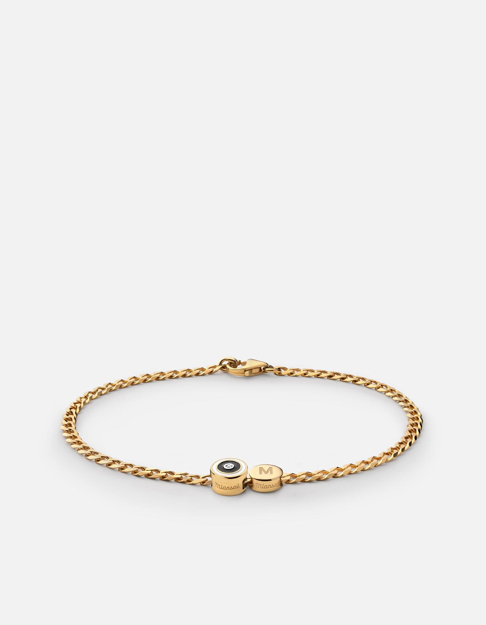 Miansai Bracelets Opus Sapphire Type Chain Bracelet, Gold Vermeil/Black 1 Letter / Black / S / Monogram: Yes