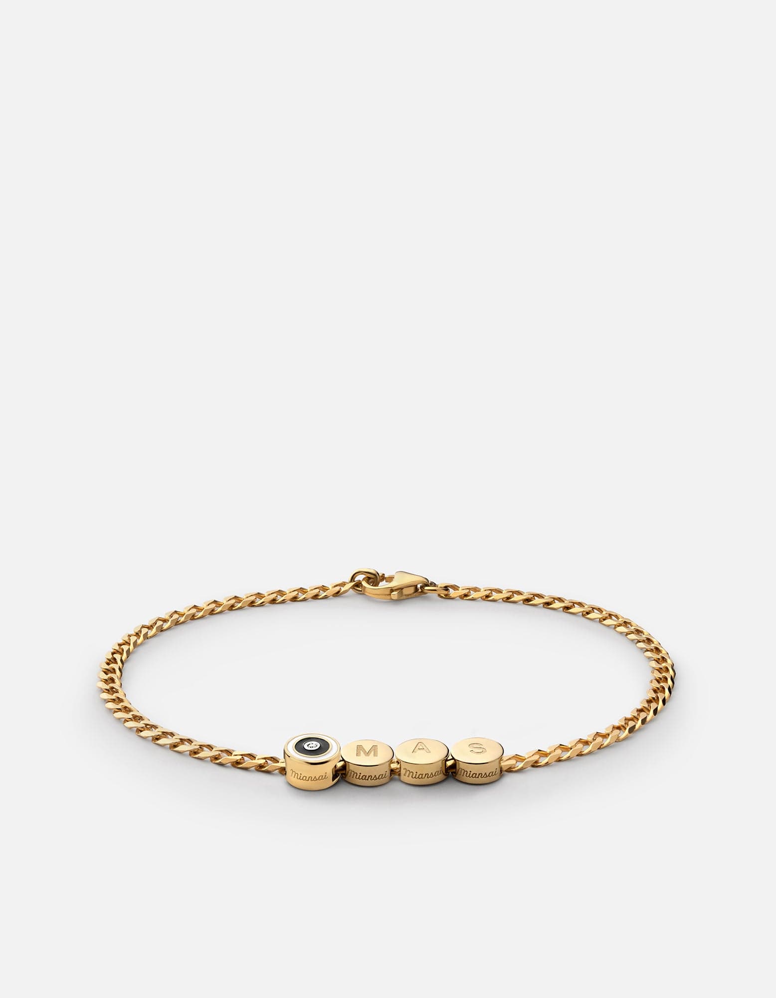 Miansai Bracelets Opus Sapphire Type Chain Bracelet, Gold Vermeil/Black 3 Letters / Black / S / Monogram: Yes