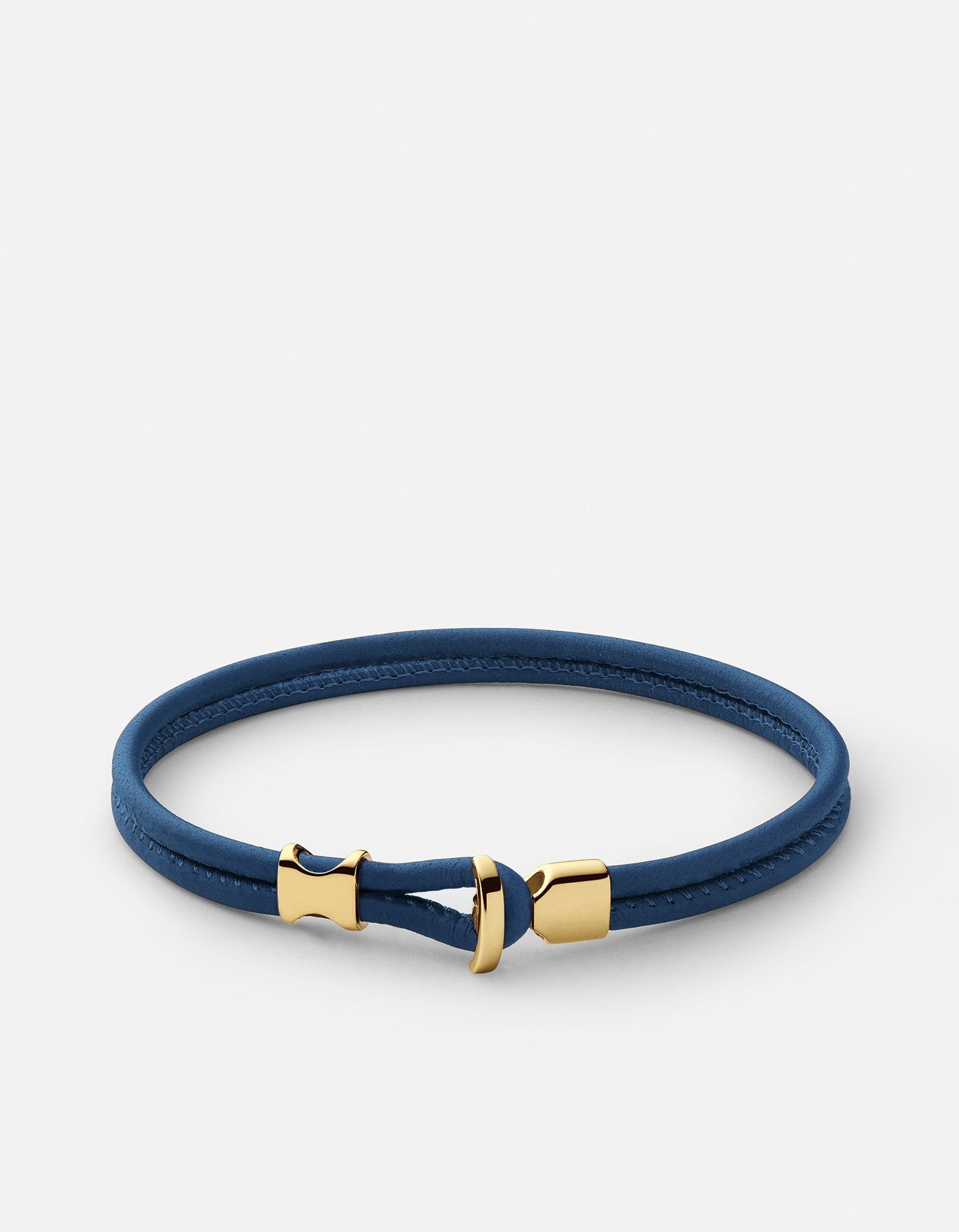 Orson Loop Leather Bracelet, Gold Vermeil / Black