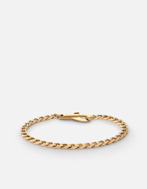 4mm Snap Chain Bracelet, Gold Vermeil
