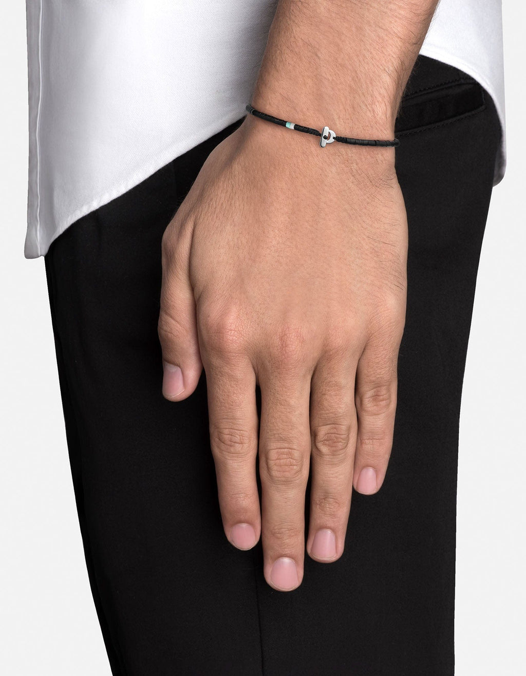 Zane Onyx Bead Bracelet, Sterling Silver / Black