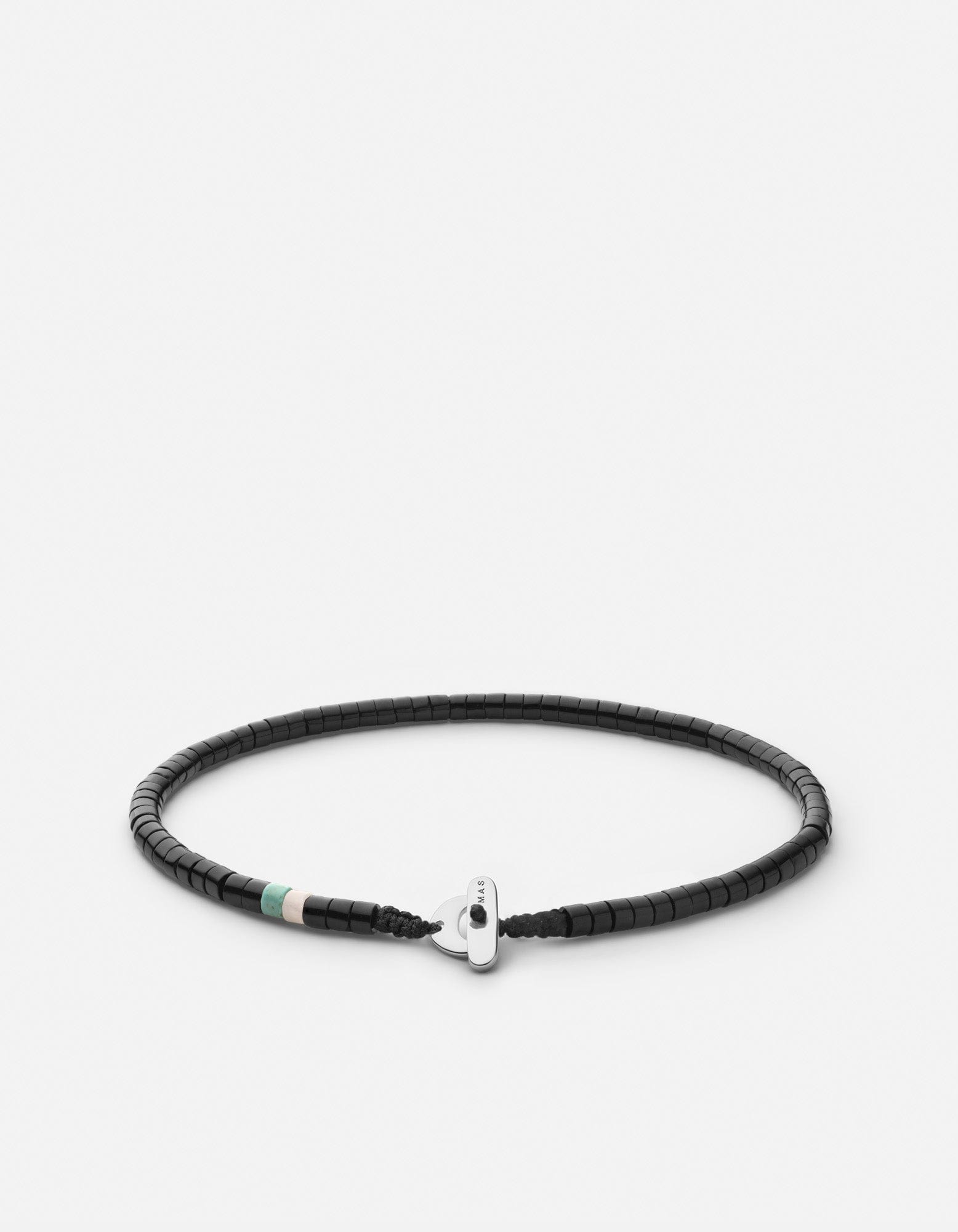 Zane Onyx Bead Bracelet, Sterling Silver / Black