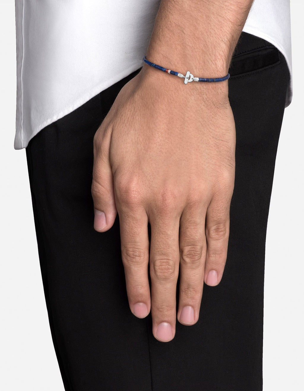 Zane Lapis Bead Bracelet, Sterling Silver / Blue