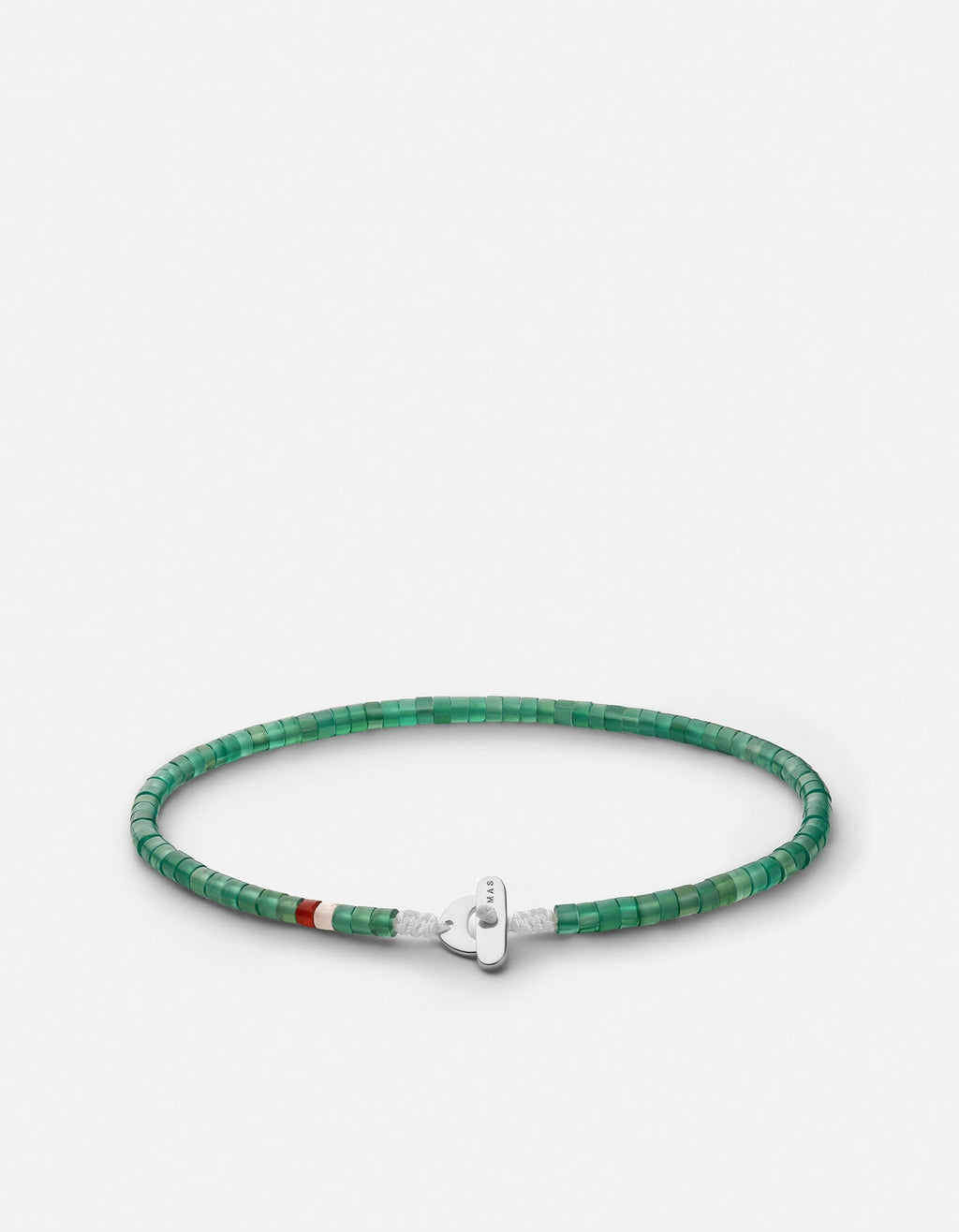 Zane Agate Bead Bracelet, Sterling Silver / Green