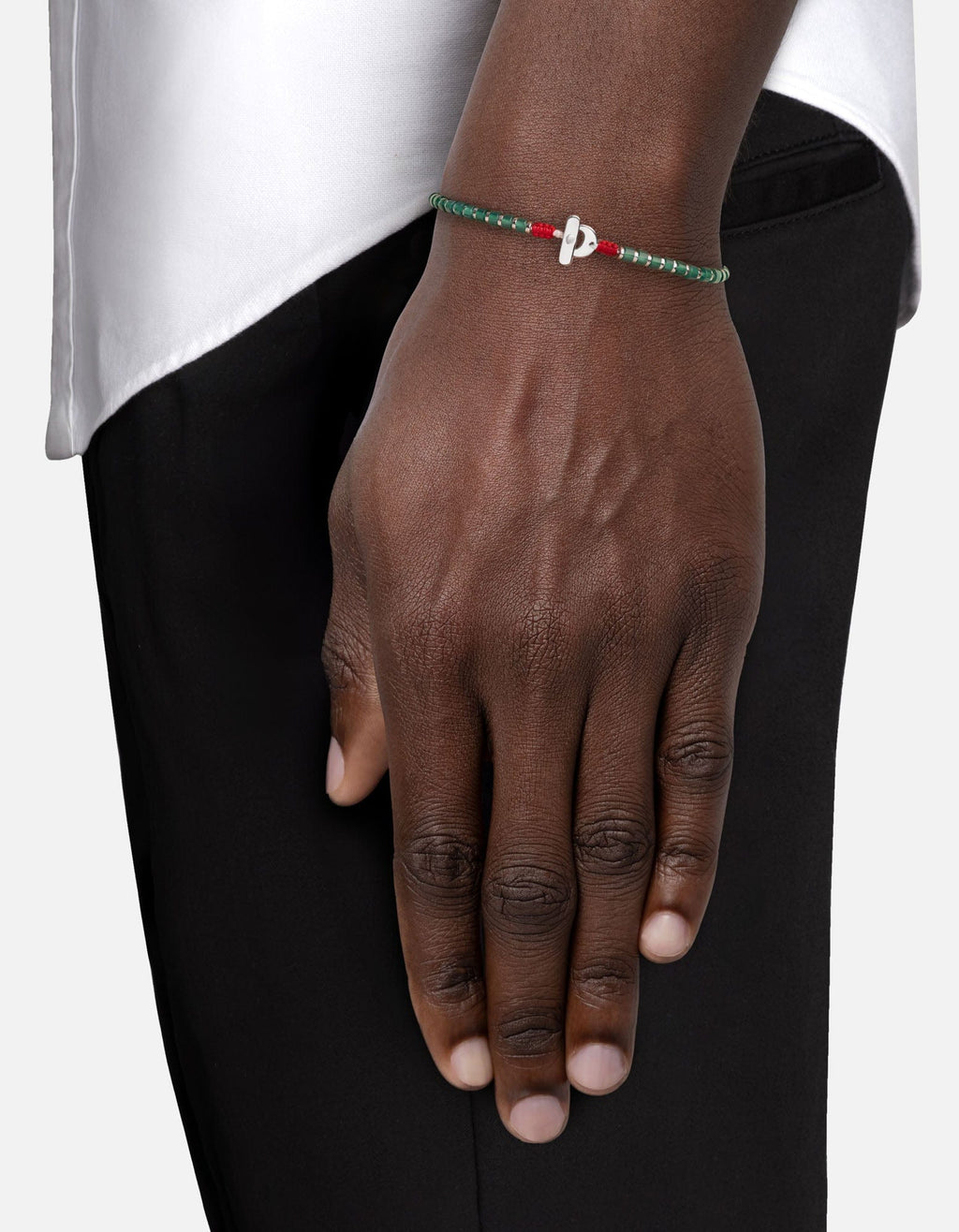 Kato Agate Bead Bracelet, Sterling Silver / Green