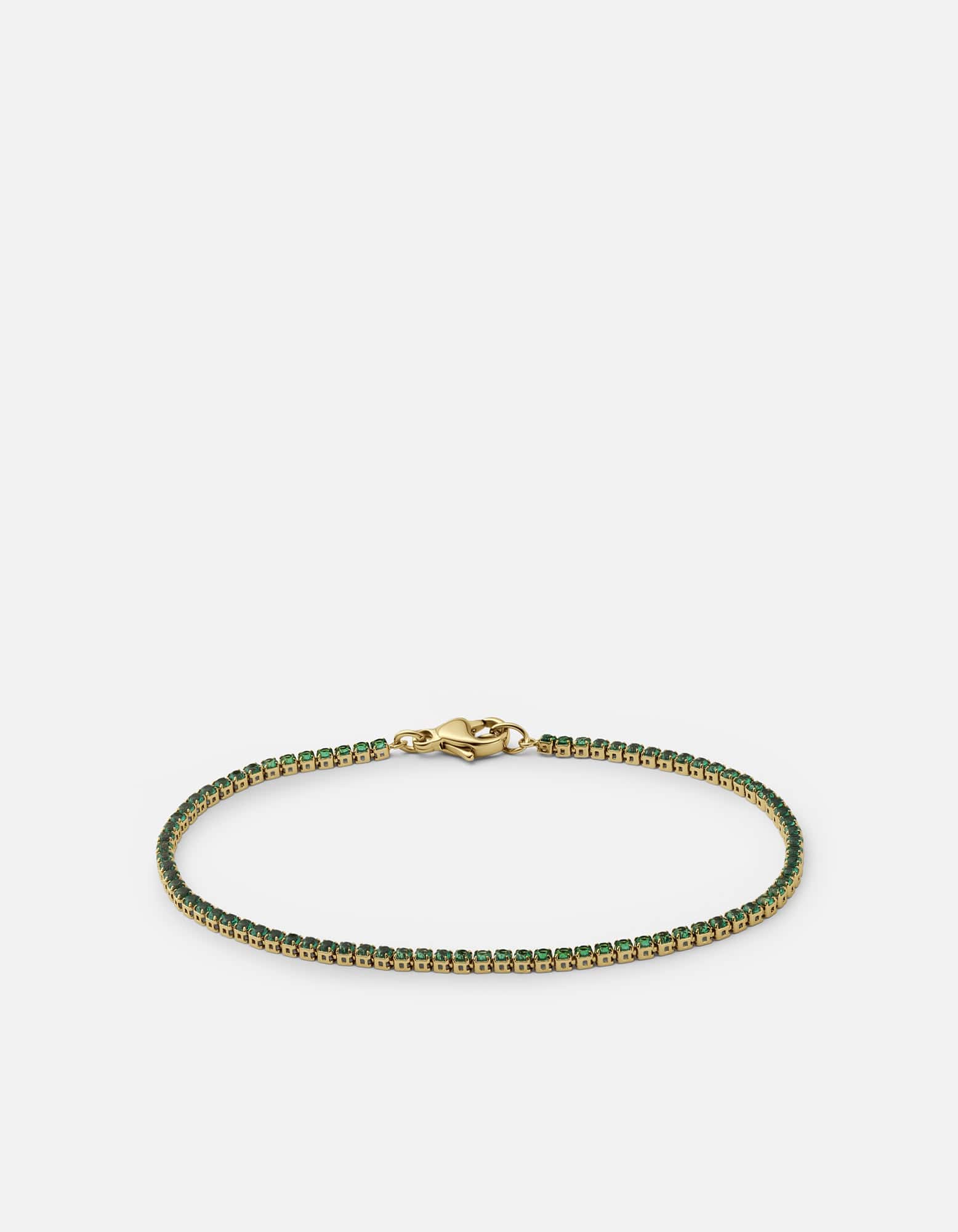 Miansai Bracelets Mirai Micro Tennis Bracelet, Gold Vermeil/Emeralds Green / S