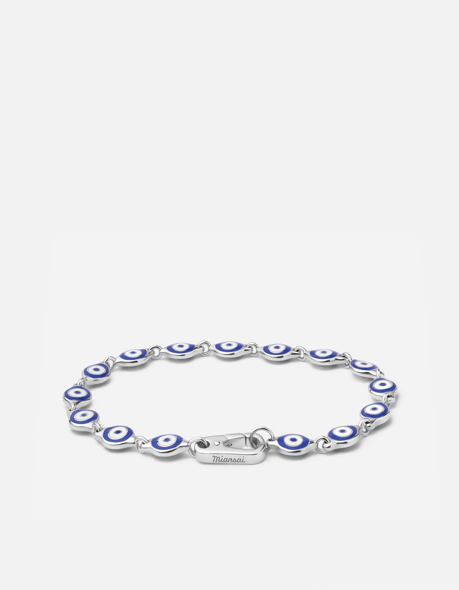 Evil Eye Chain Bracelet, Sterling Silver / Blue