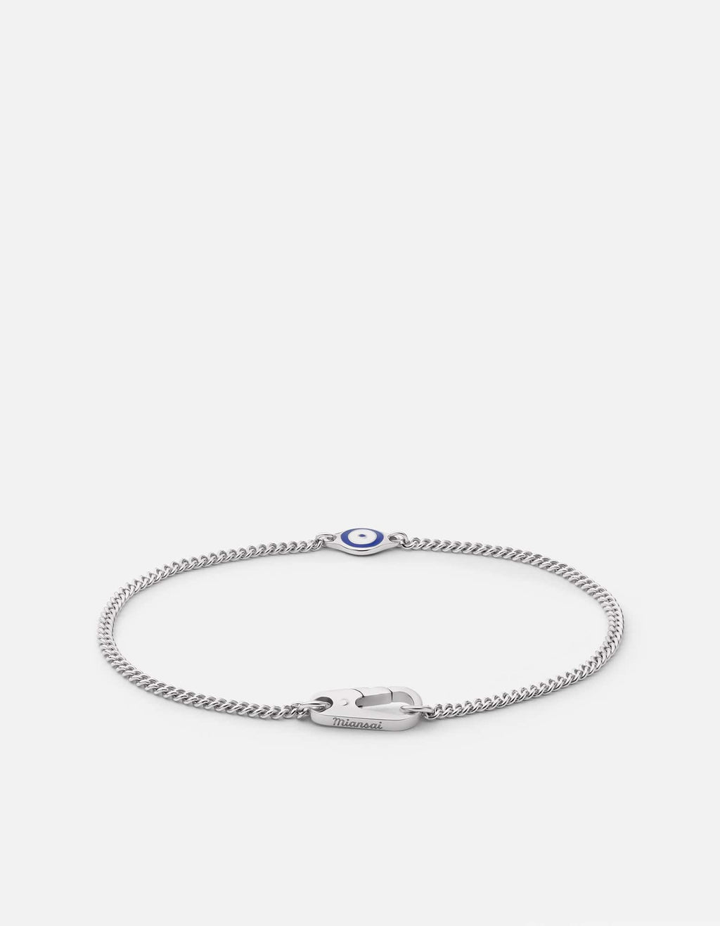 Single Evil Eye Chain Bracelet, Sterling Silver / Blue